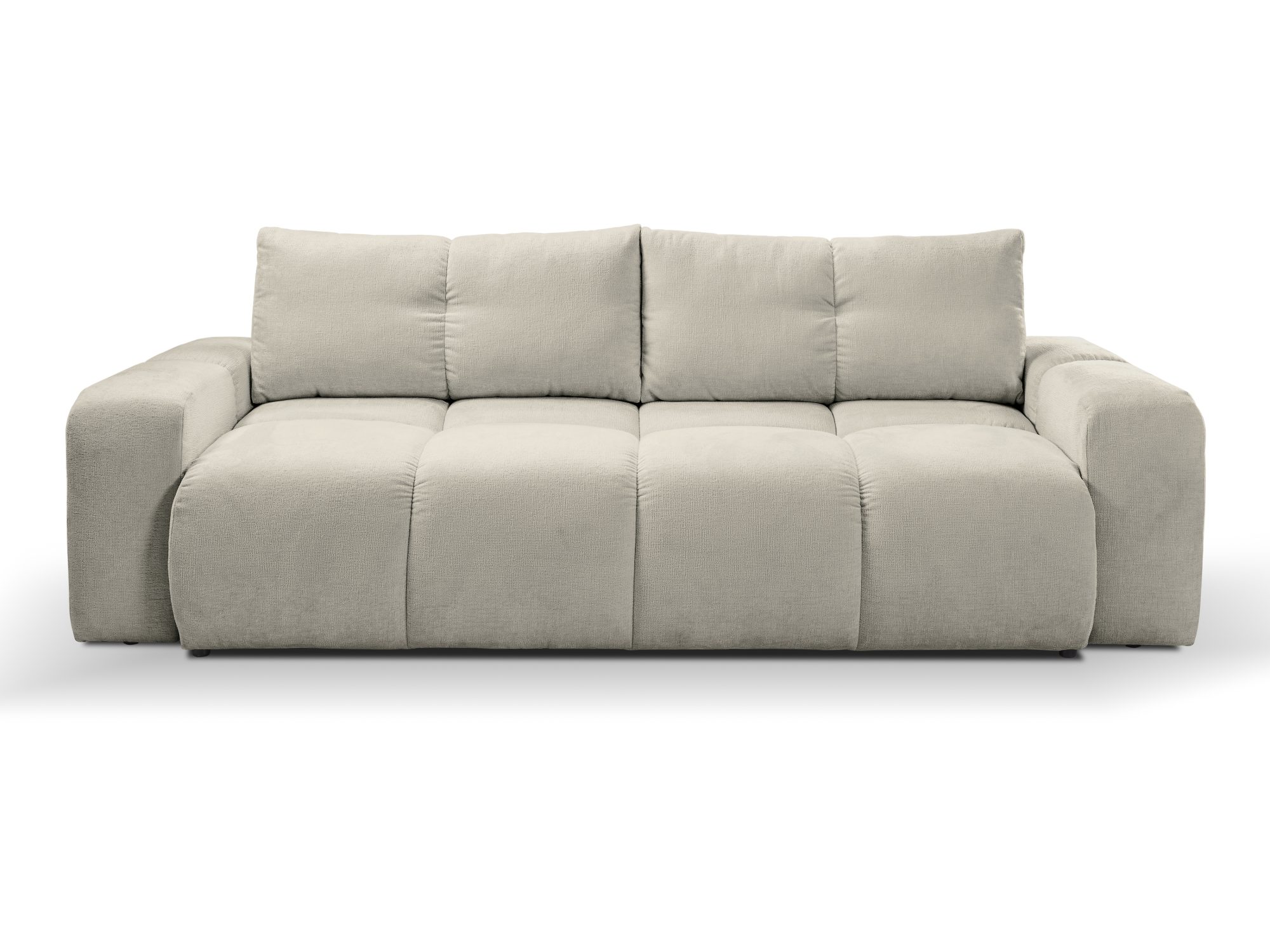 Sofa Lindoro 259 cm – front na białym tle w jasnej tapicerce