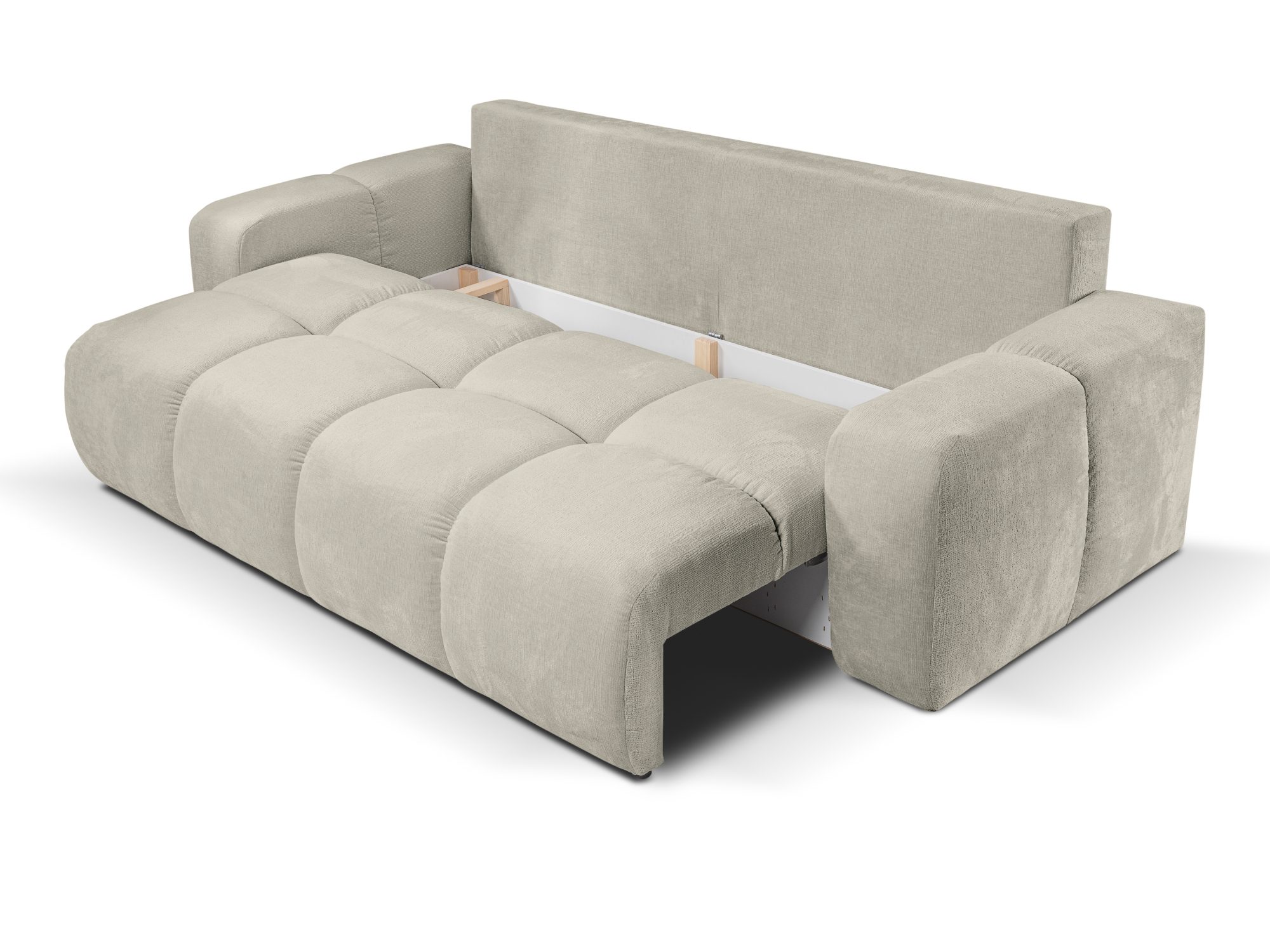 Sofa Lindoro – otwarty pojemnik na pościel pod siedziskiem