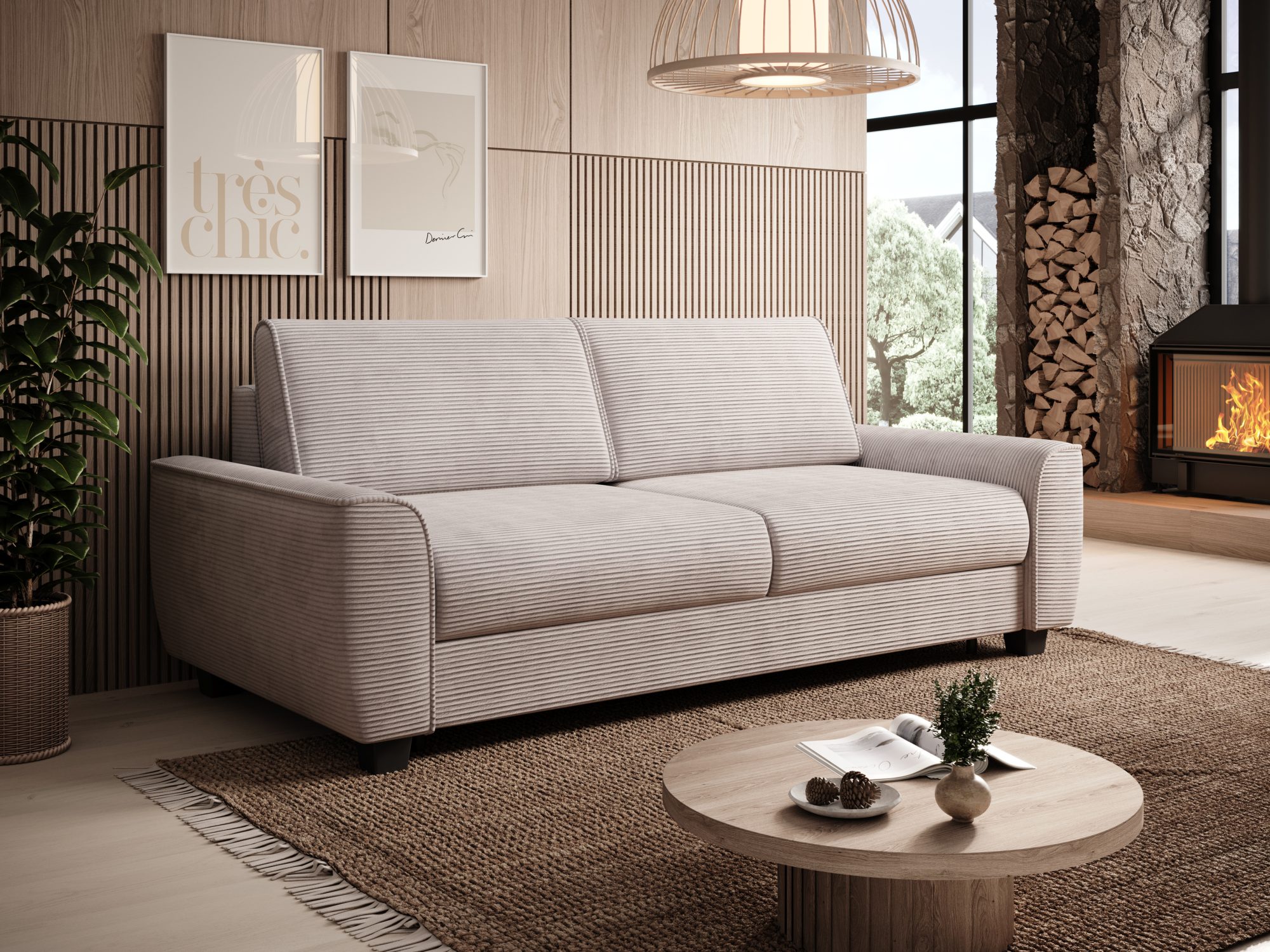 Sofa Monvero in Schrägansicht im Wohnzimmer