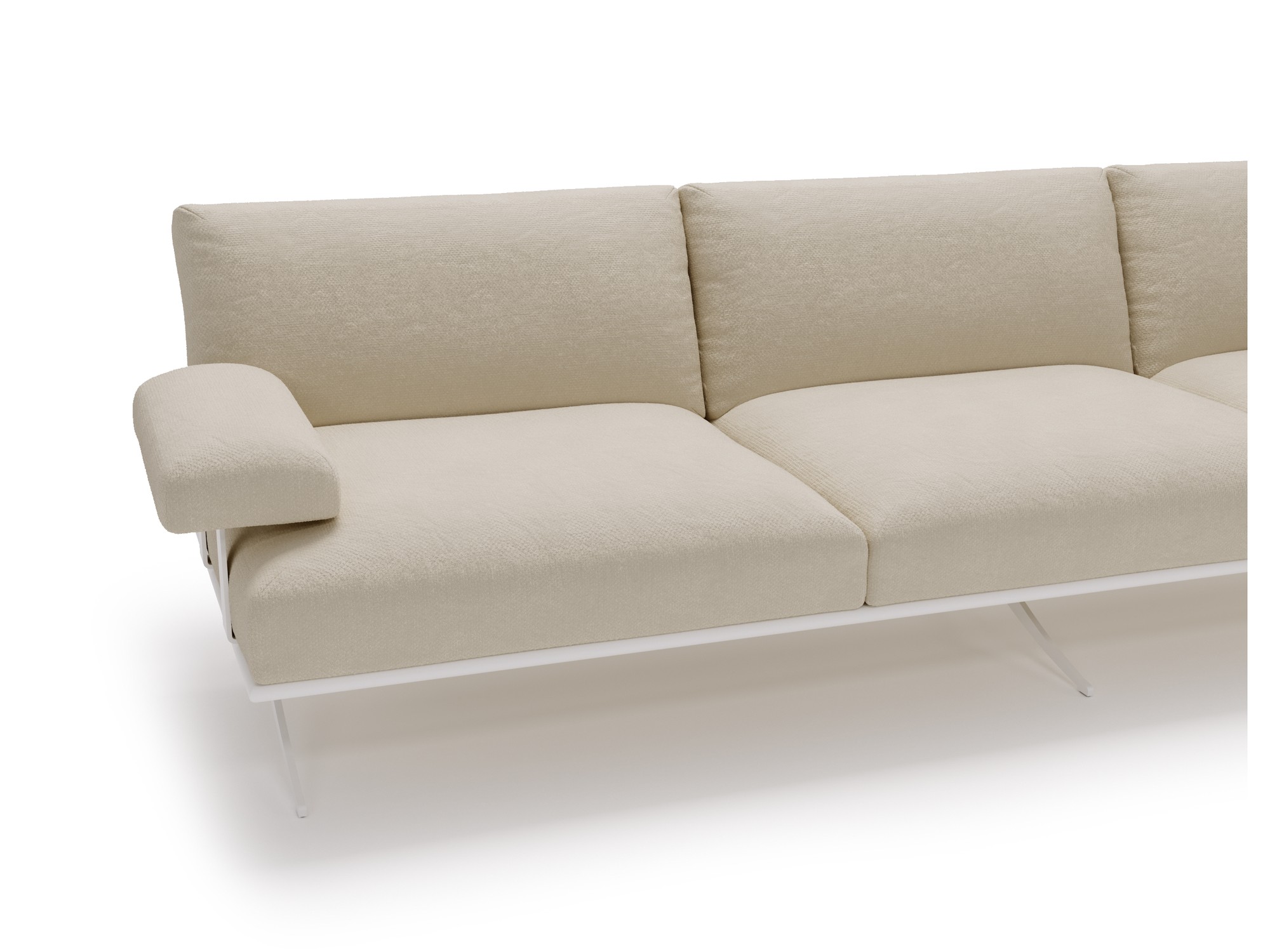 Nahaufnahme von Polsterung und Gestell des dreisitzigen Gartensofas Celestra