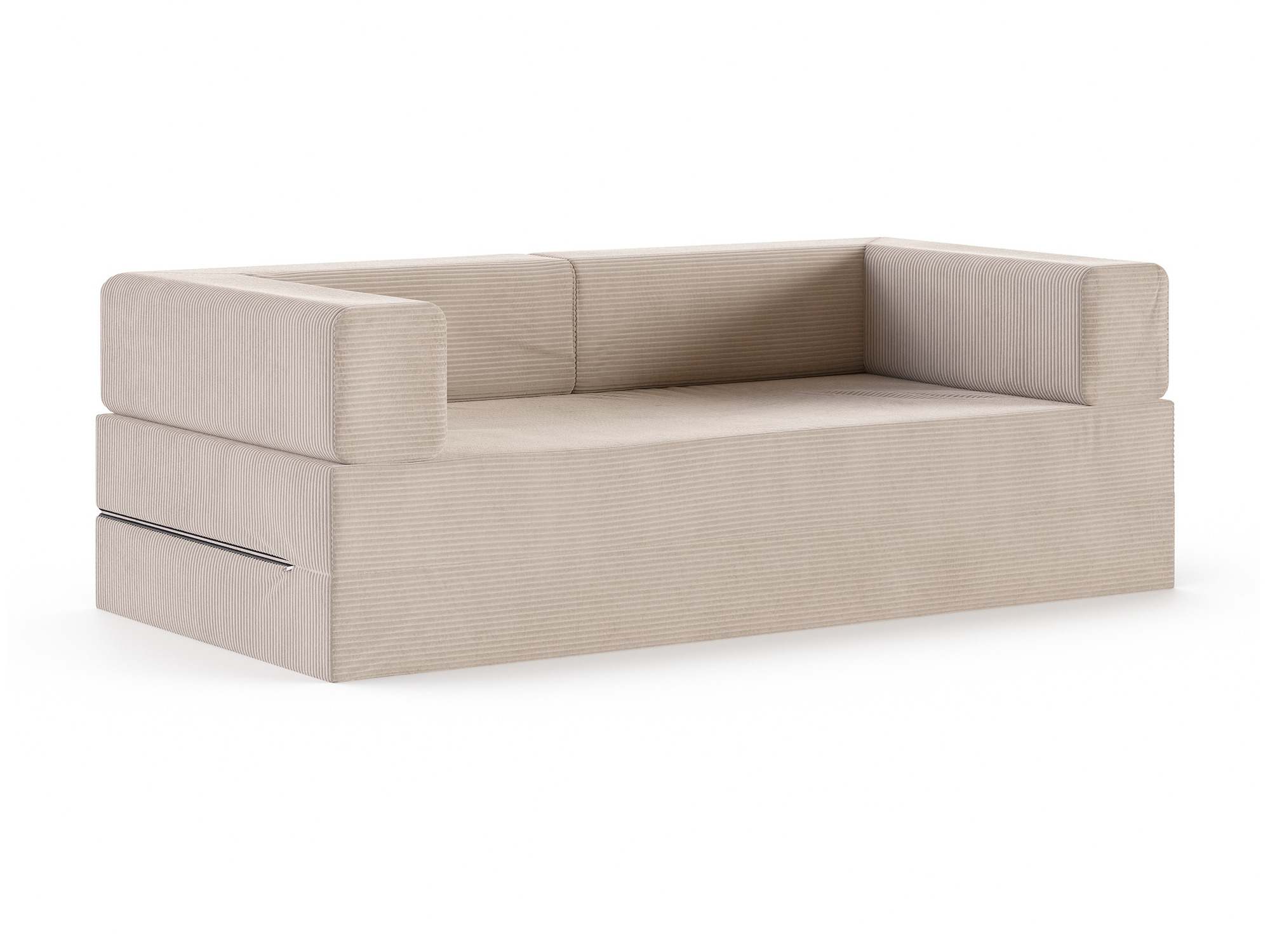 Sofa piankowa rozkładana Pianora — sztruks w kolorze beżowym, na białym tle