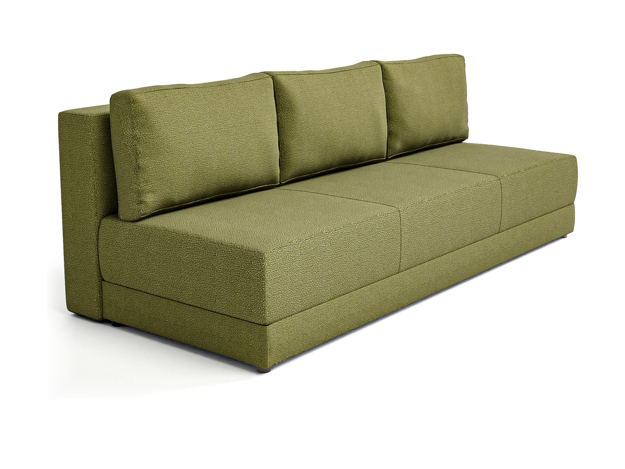 Grünes Schlafsofa Arcalino, 190 cm, vor weißem Hintergrund