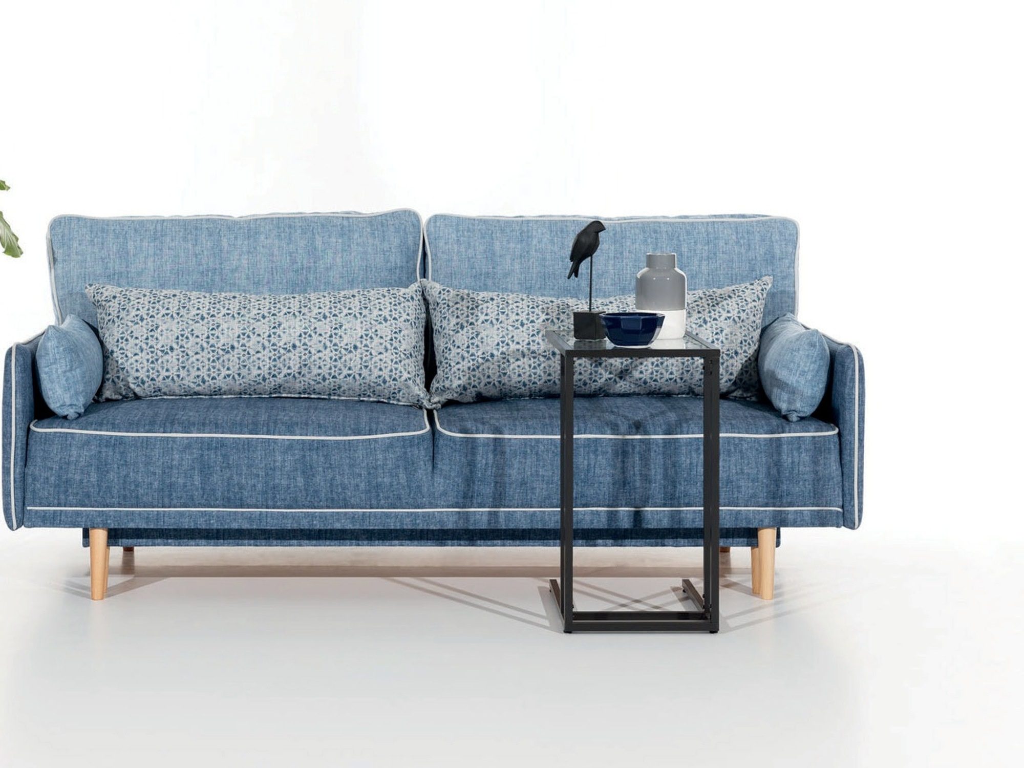 Sofa Albavio z poduszkami i stolikiem