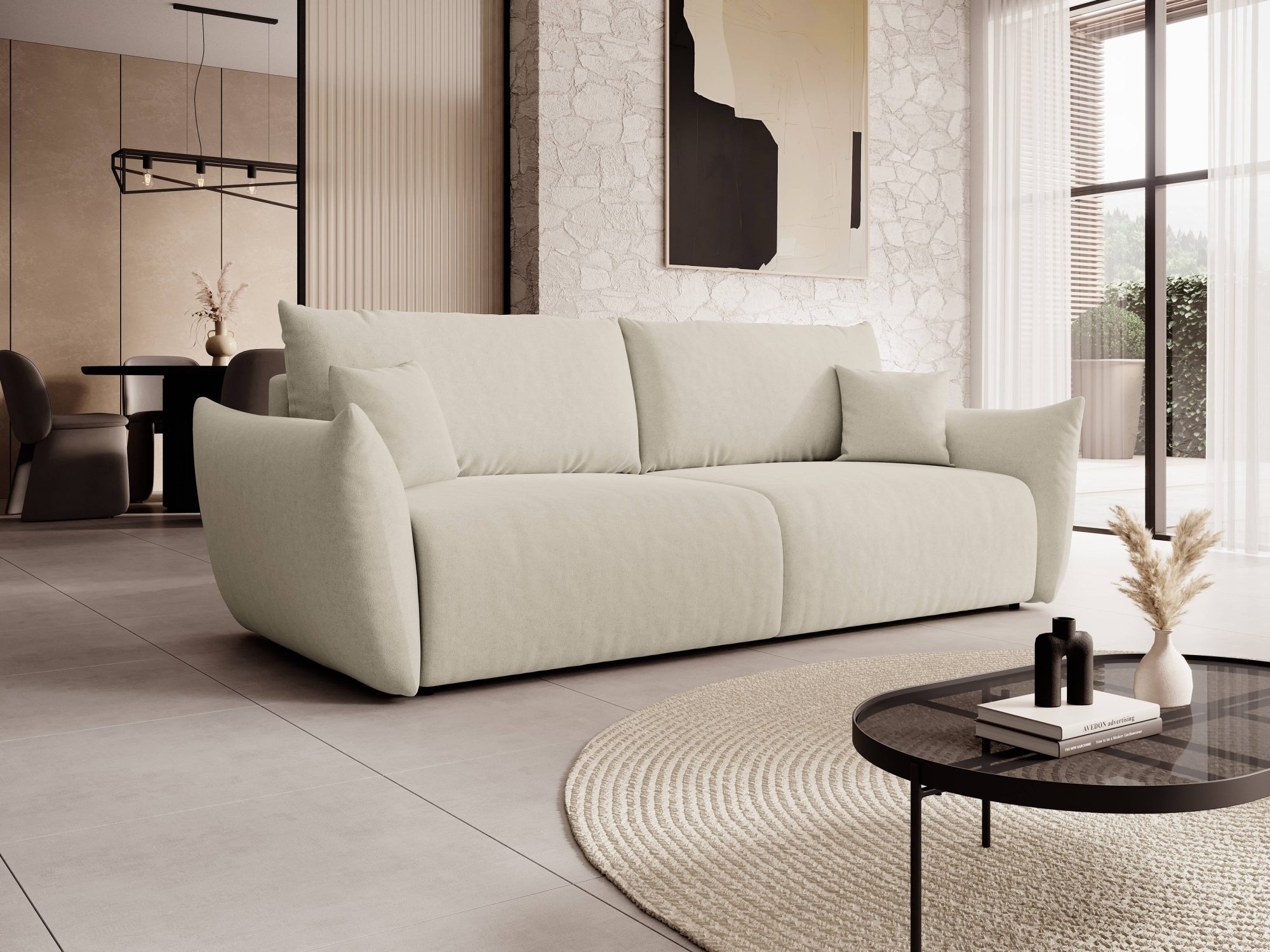 Sofa Sandrino – aranżacja nowoczesnego salonu z jasną sofą
