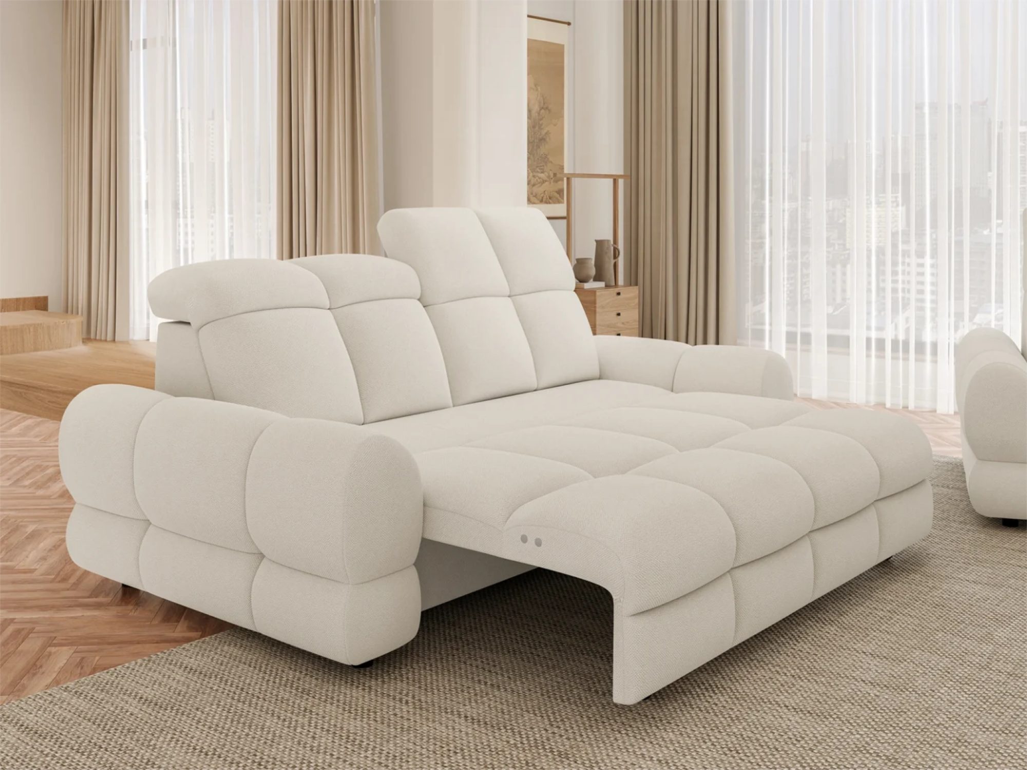 Elektrisches Sofa Tolvaro – Detailaufnahme der Polsterung