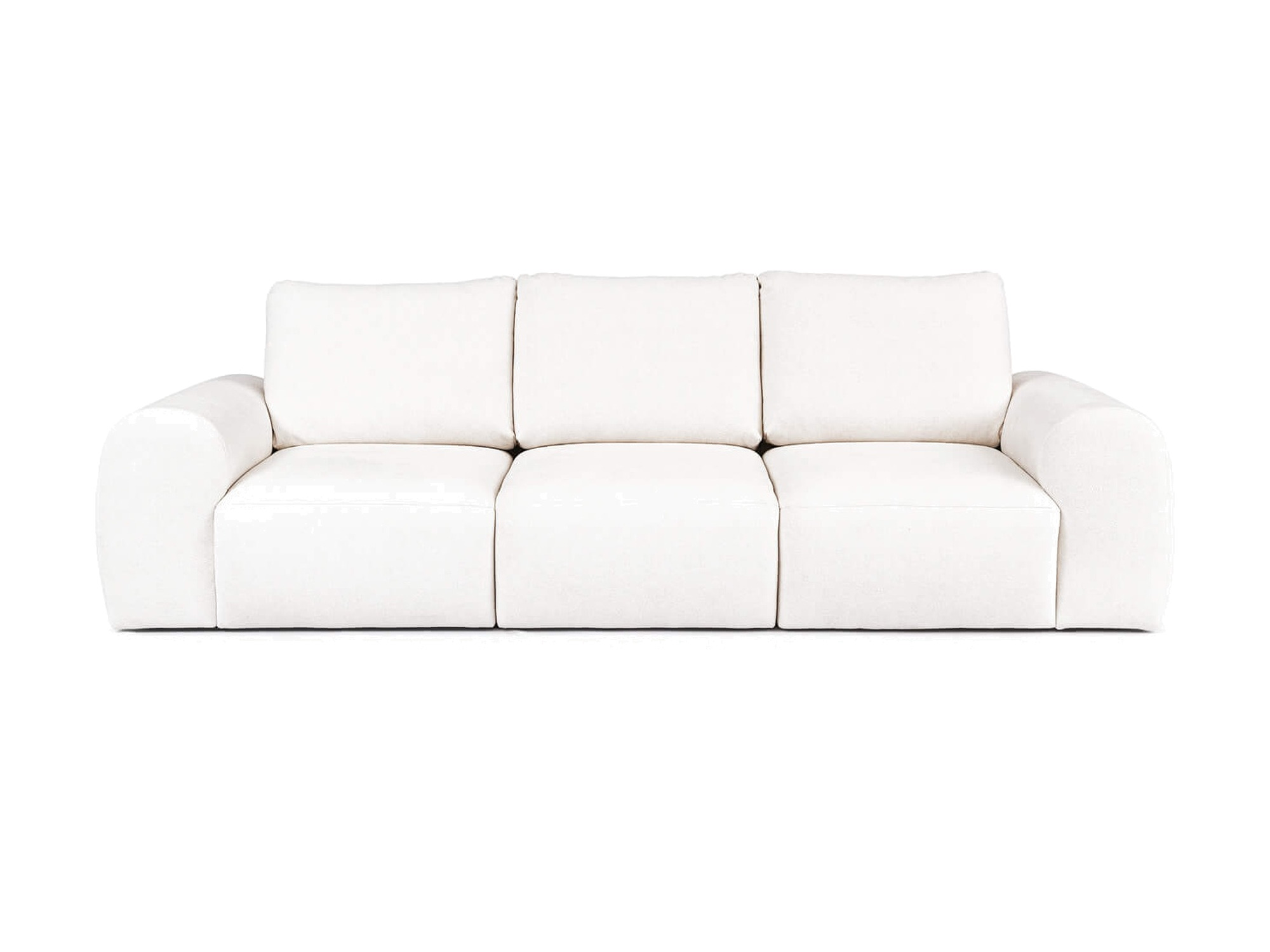 3-Sitzer-Sofa Lenvario 287 cm mit losen Kissen, Frontansicht auf weißem Hintergrund