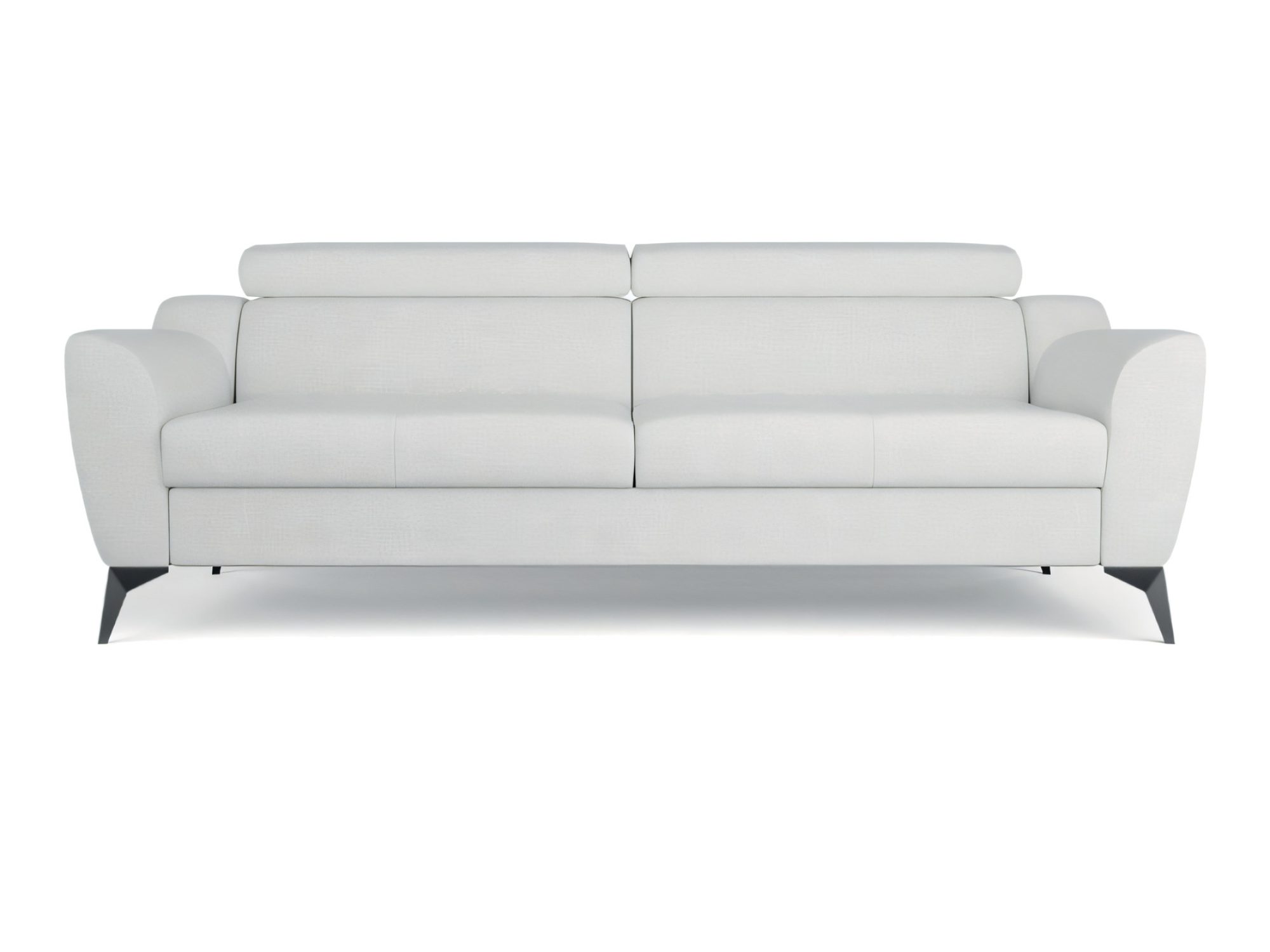 Dreisitzer-Sofa Vigando, 221 cm, mit weißem Stoffbezug vor weißem Hintergrund