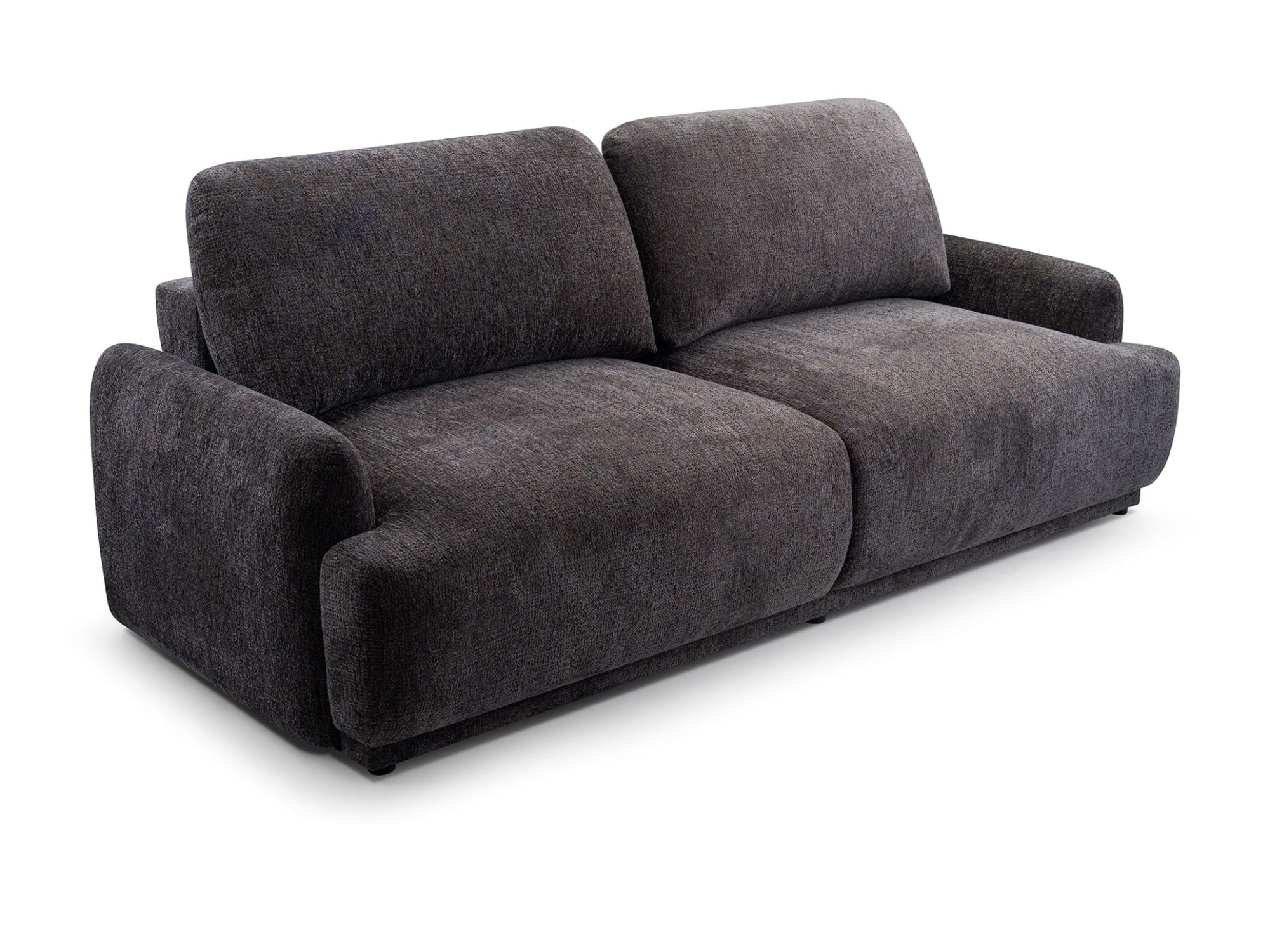 Schlafsofa Vesario 240 cm mit graphitfarbenem Stoffbezug – schräge Vorderansicht