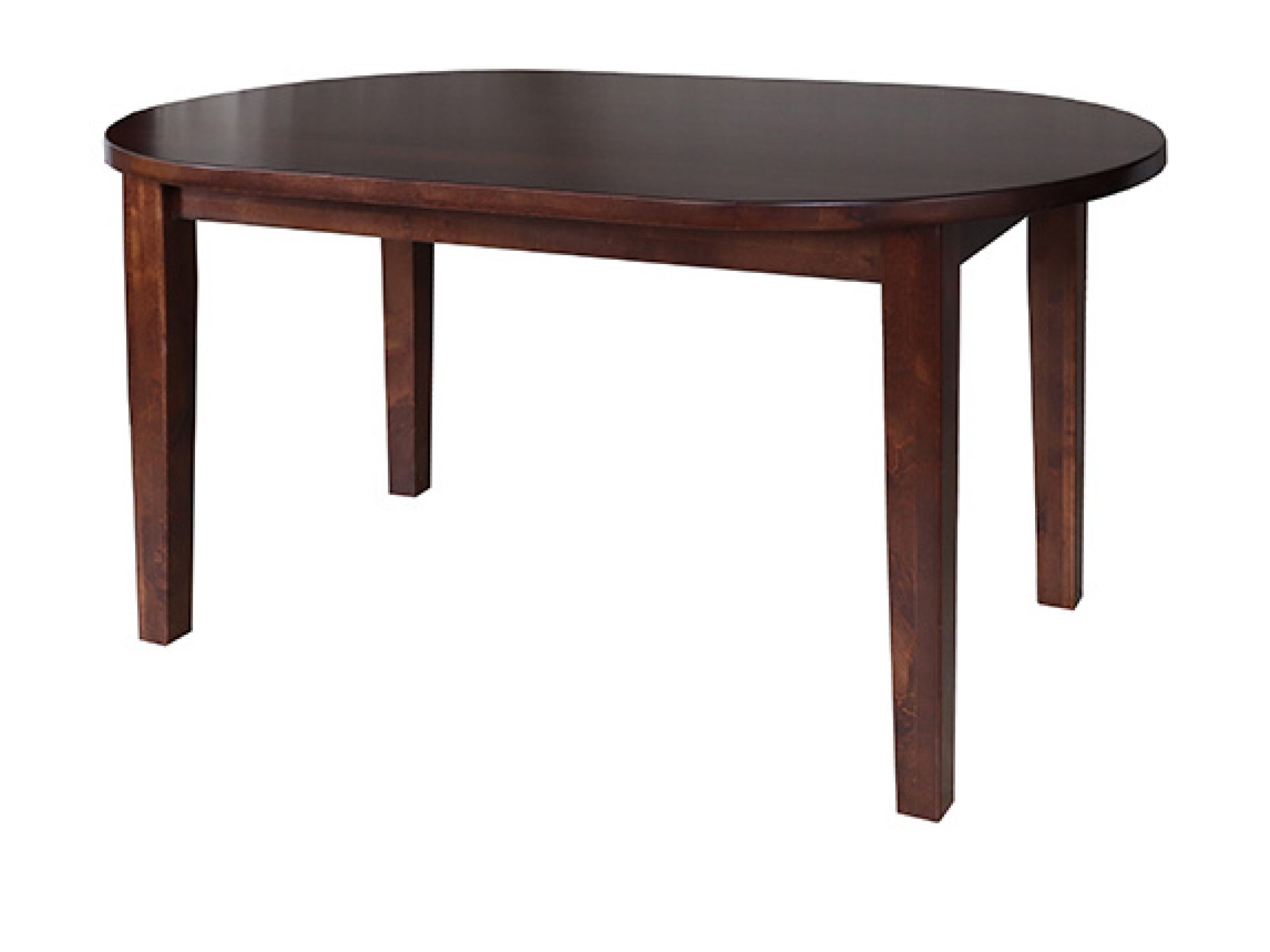 Ovaler Massivholztisch LOGAN 150 × 90 cm in dunklem Farbton, Einzelansicht