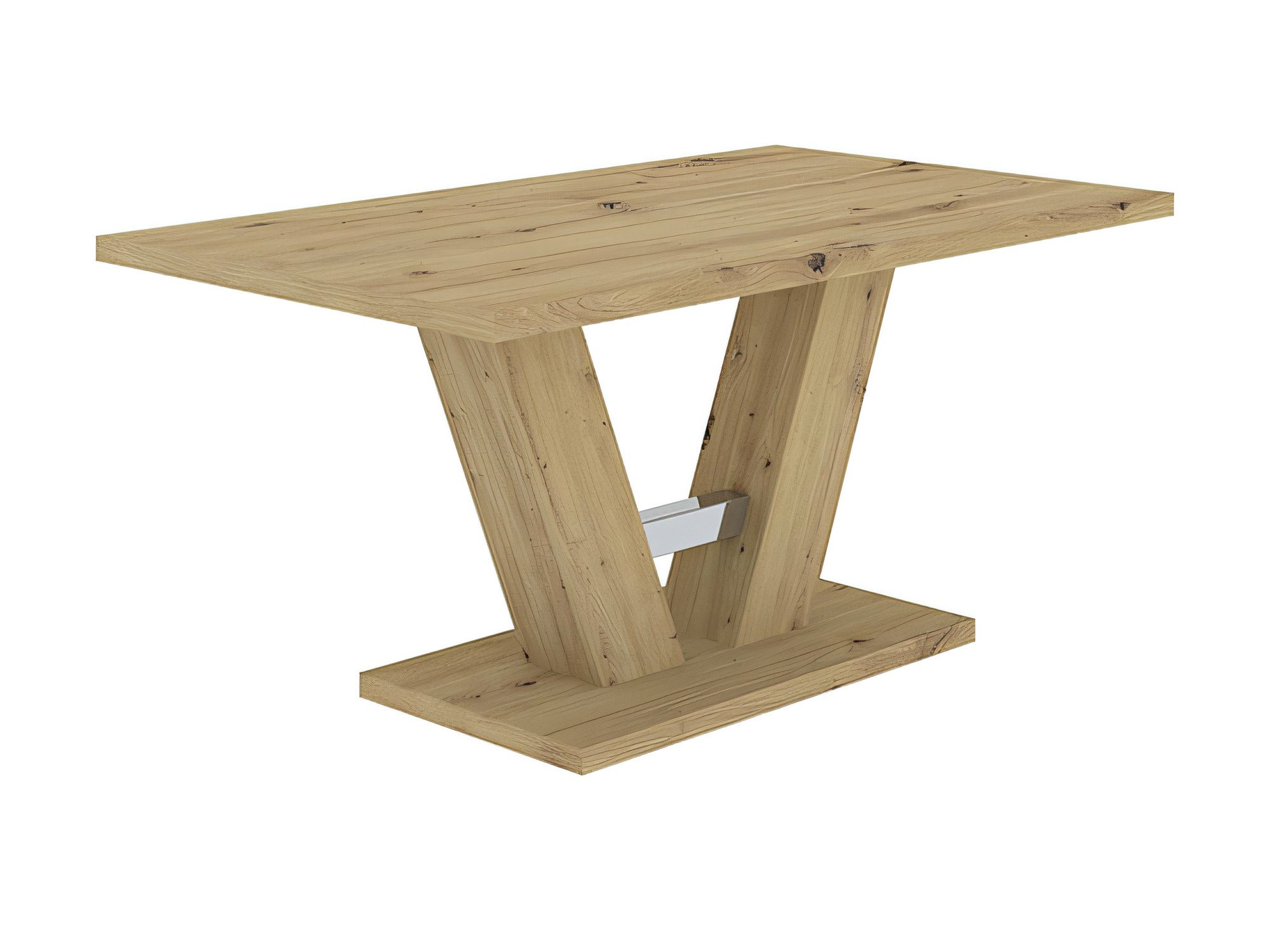 Heller Holztisch mit V-Gestell