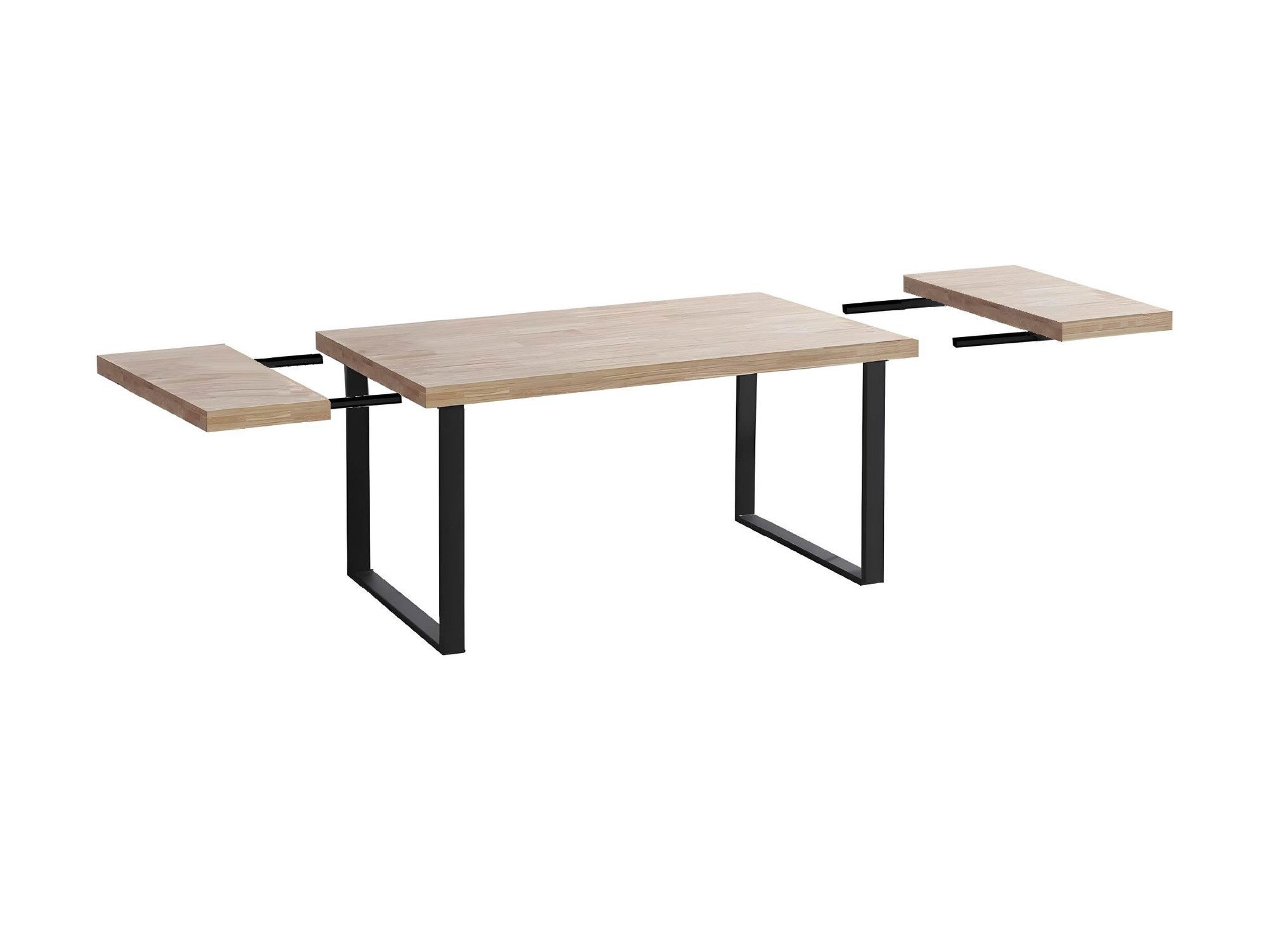 Holztisch mit schwarzen Beinen