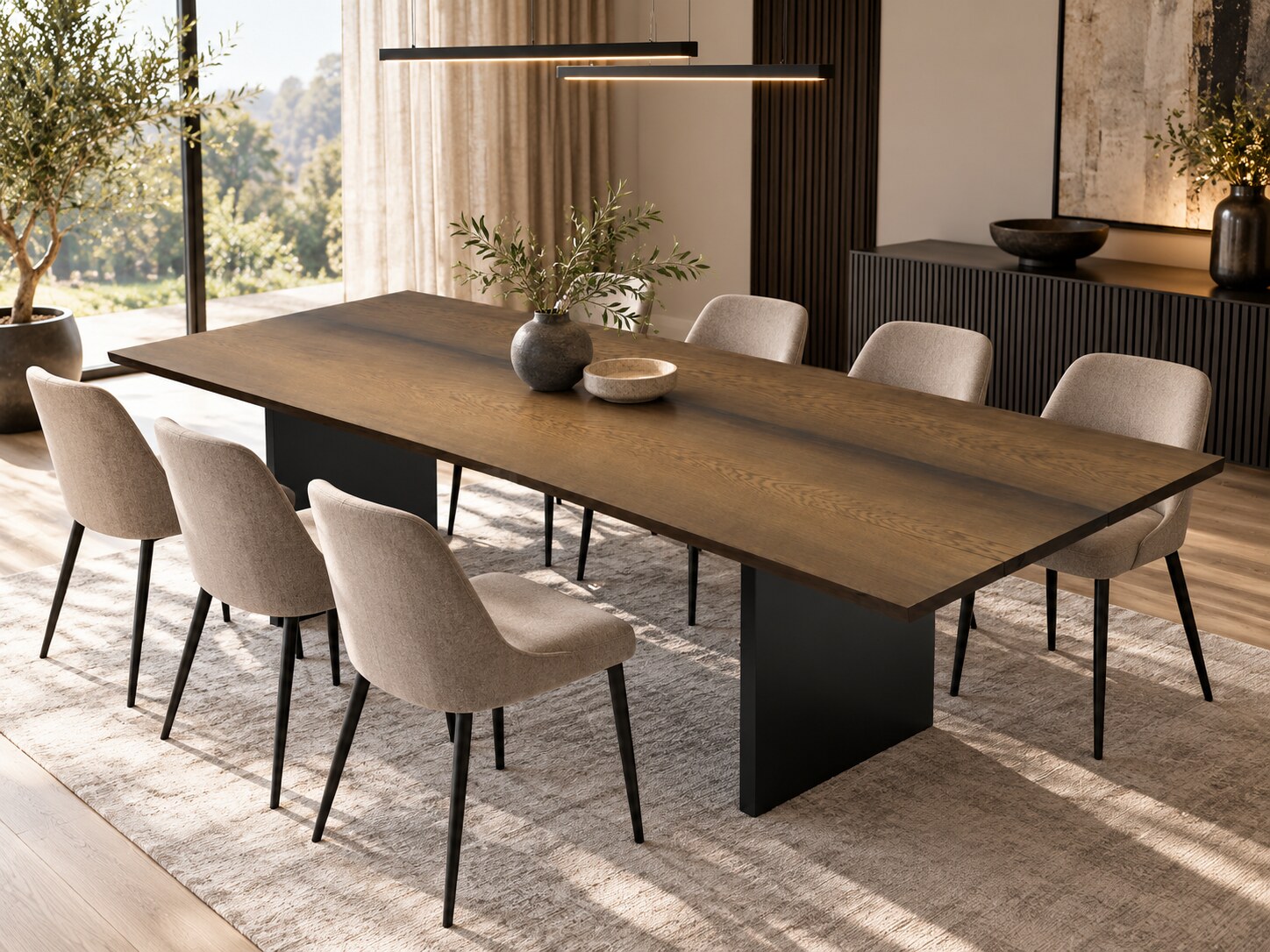 Tisch NEROVA auf Stahlplatten im Esszimmer – Einrichtungsbeispiel