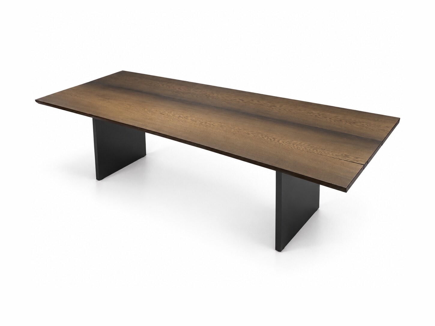 Esstisch NEROVA aus Mooreiche 275x94 cm auf Stahlplatten – Produktfoto auf weißem Hintergrund