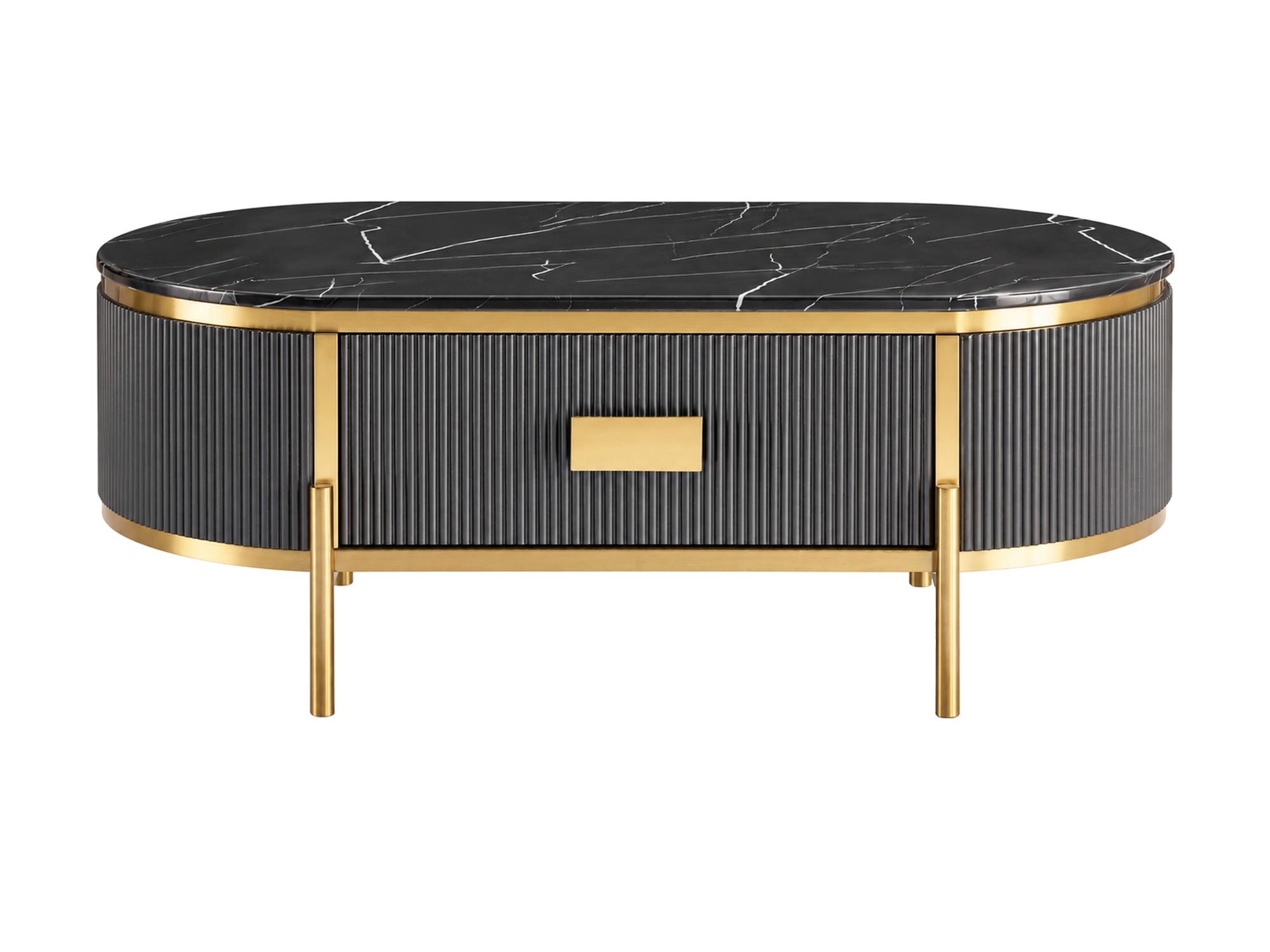 Grafitový konferenční stolek 124 cm Eleganza s drážkovanou zásuvkou – produkt na bílém pozadí