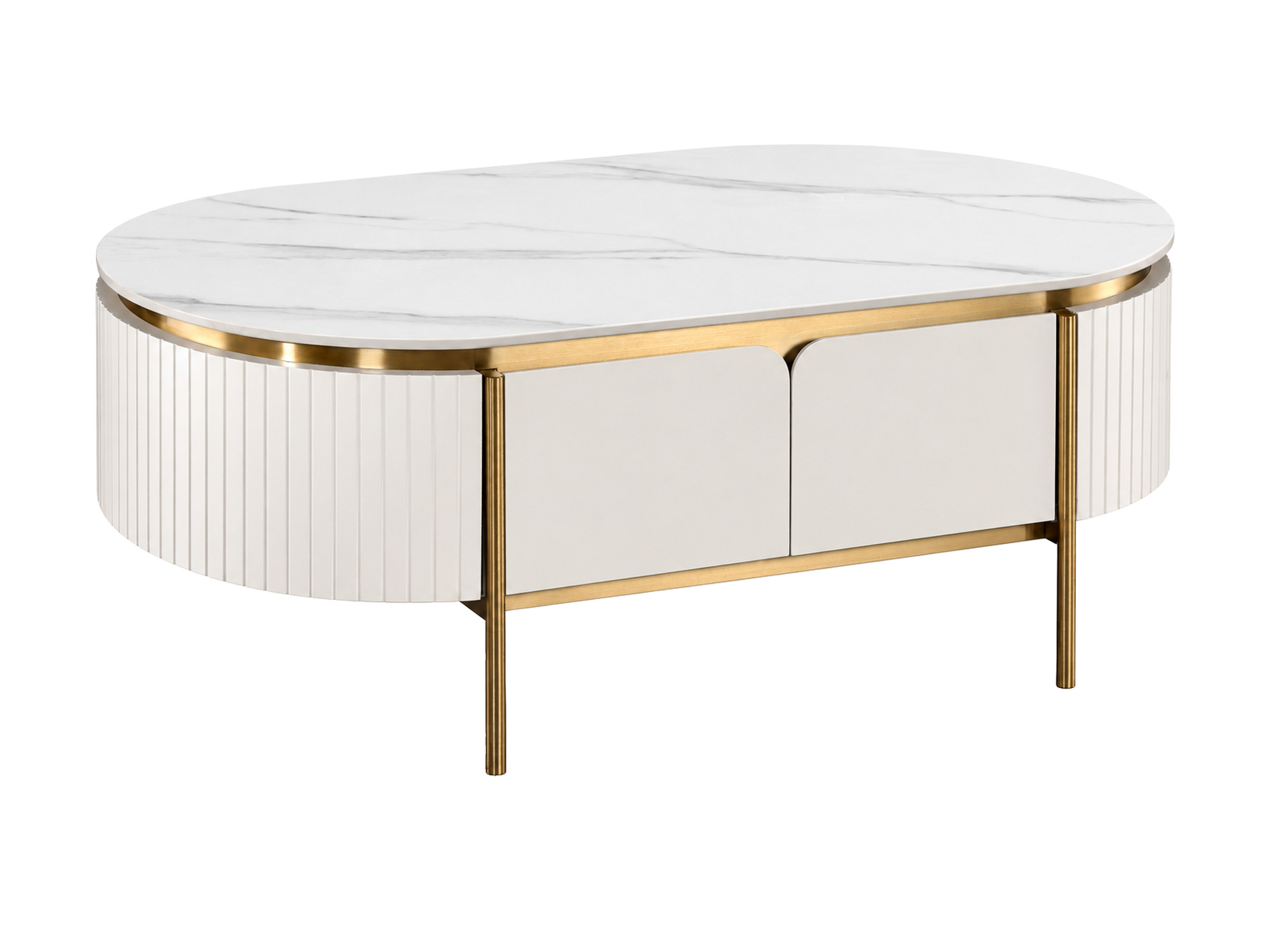 Couchtisch mit zwei Schubladen 122 cm Ecru Eleganza – Produktansicht auf weißem Hintergrund