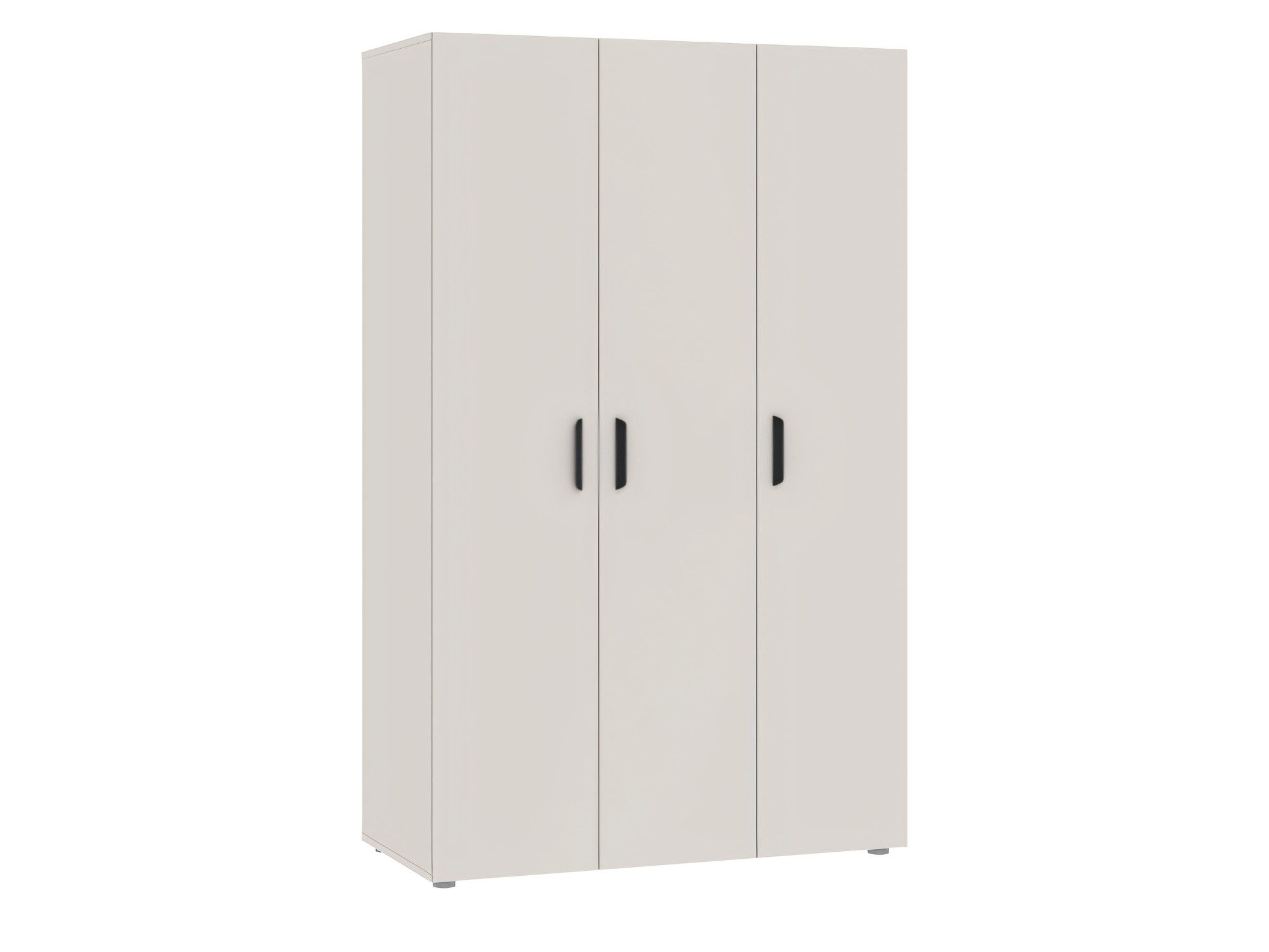 Weißer Schrank mit schwarzen Griffen