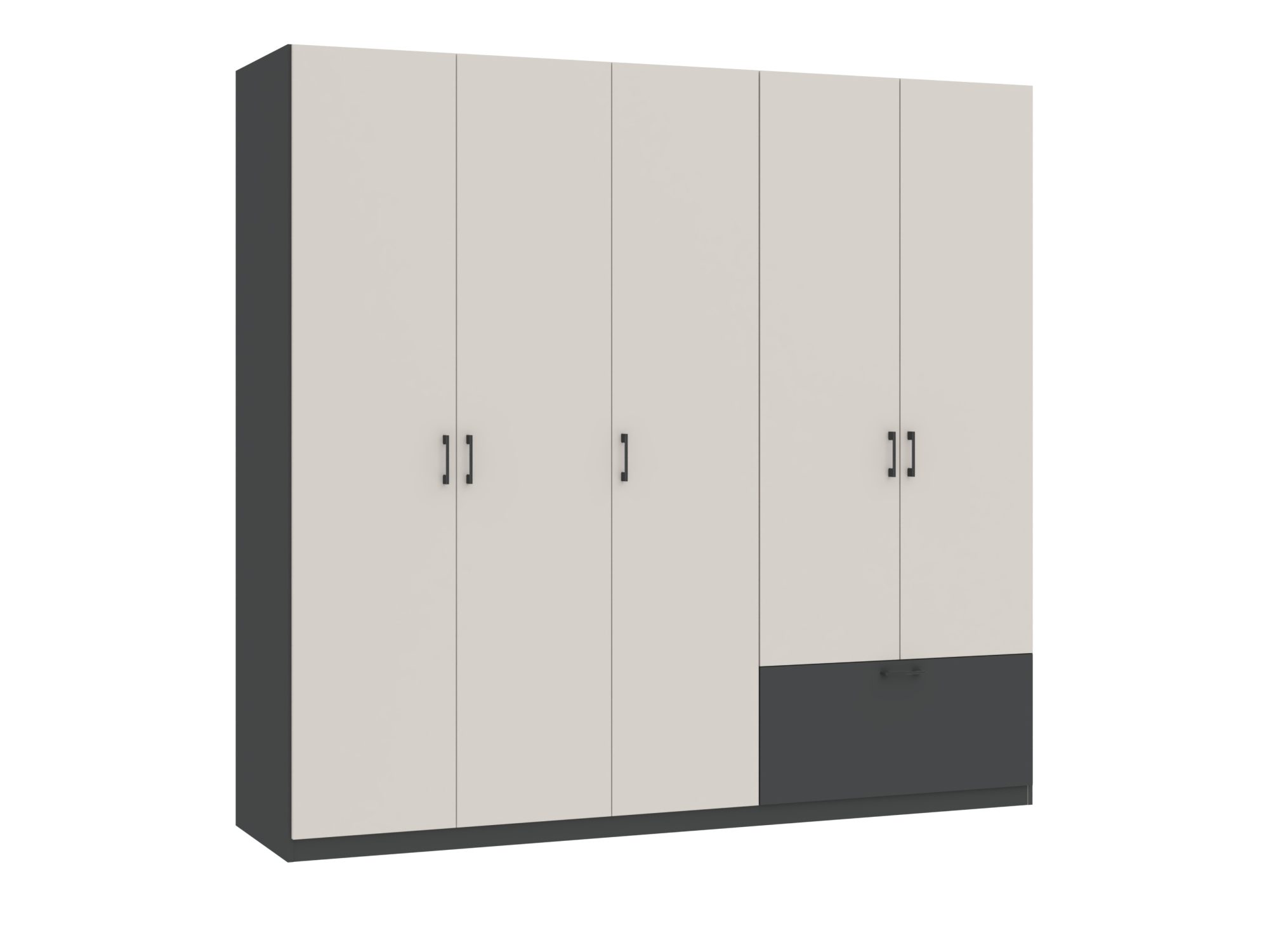 Kleiderschrank Altavero 225 cm in Anthrazit und Kaschmir mit geschlossenen Fronten