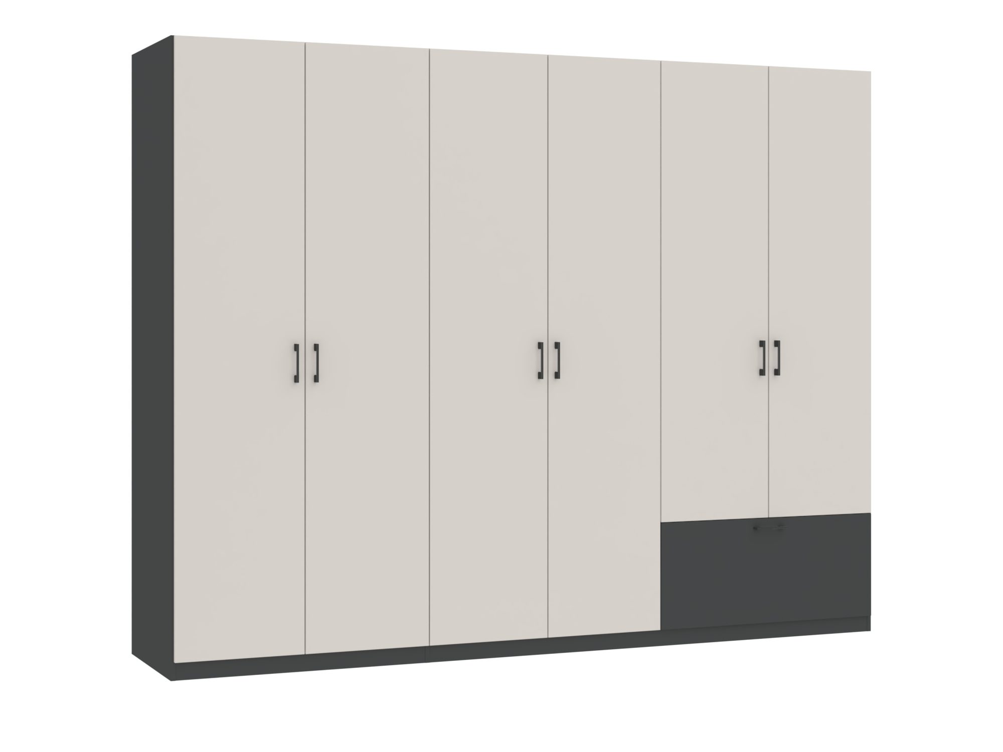 Kleiderschrank Altavero 270 cm in Anthrazit und Kaschmir mit geschlossenen Fronten