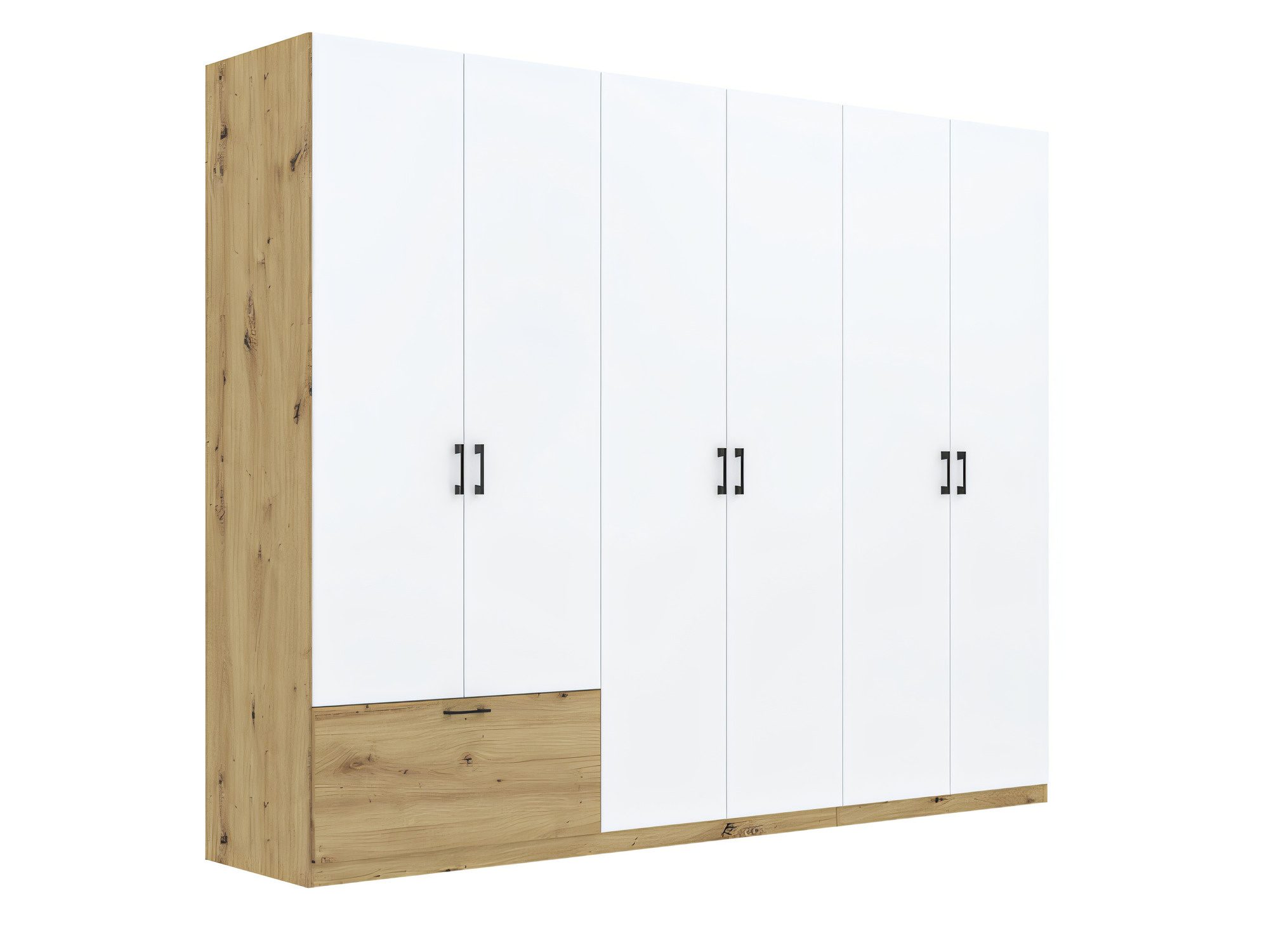 Kleiderschrank Altavero 270 cm Artisan Eiche und Weiß – geschlossene Front
