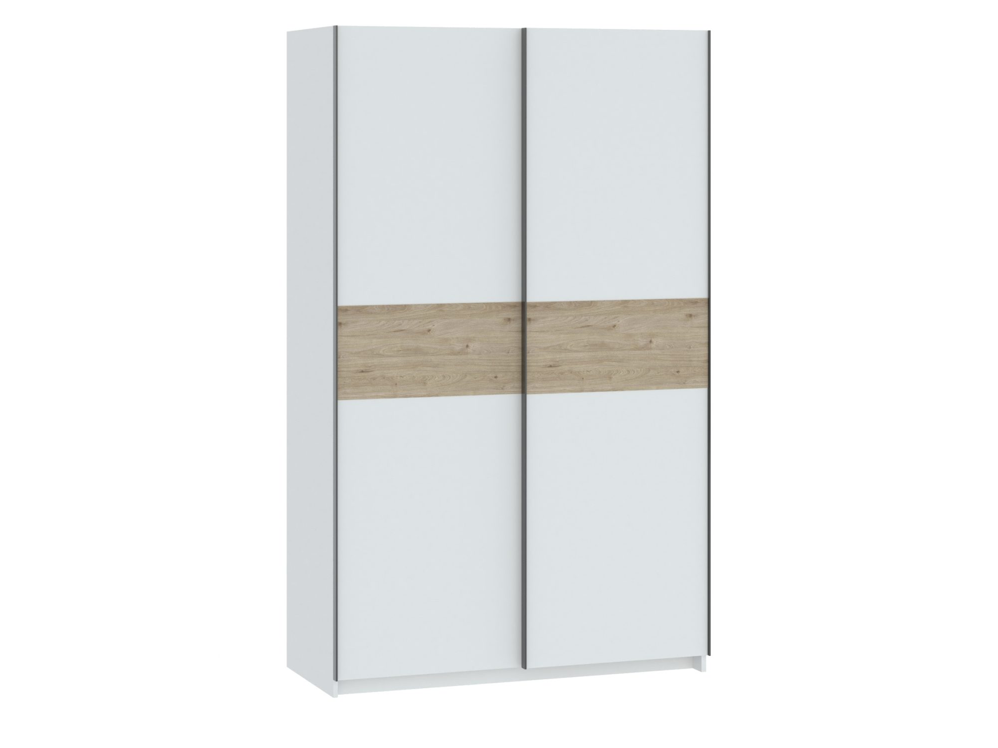 Kleiderschrank Breviano 122 cm Weiß und Hickory Jackson, Frontansicht