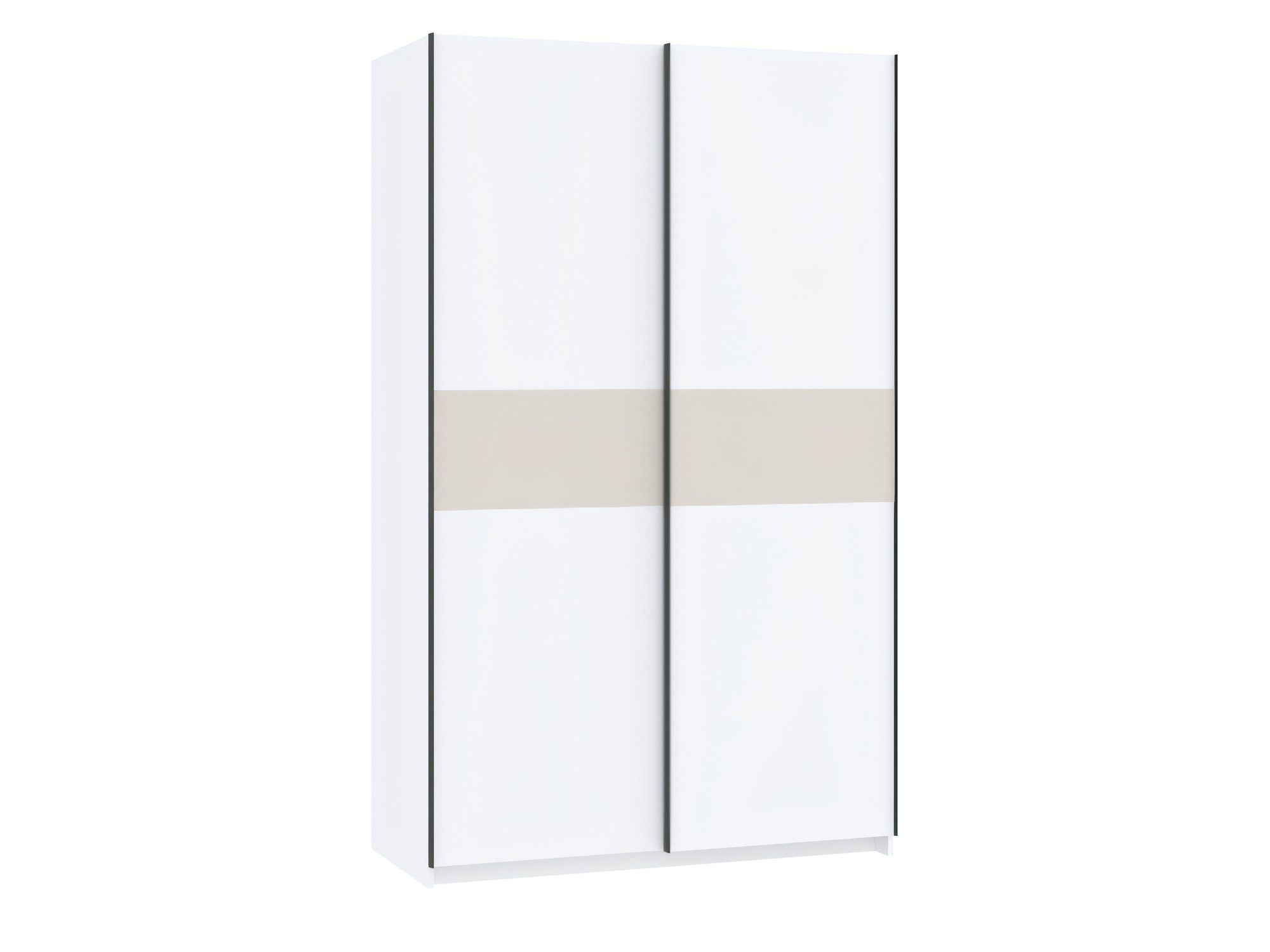 Kleiderschrank Breviano 122 cm Weiß und Creme – geschlossene Fronten