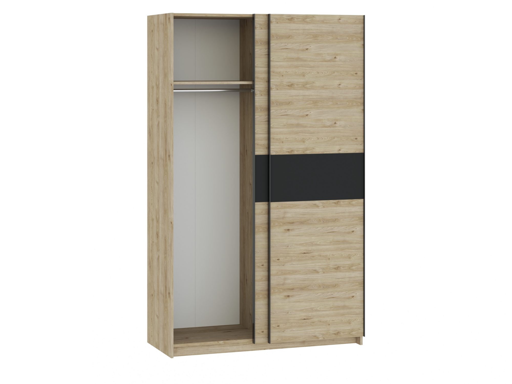 Kleiderschrank Breviano 122 cm Hickory Jackson und Anthrazit – geöffnete Tür