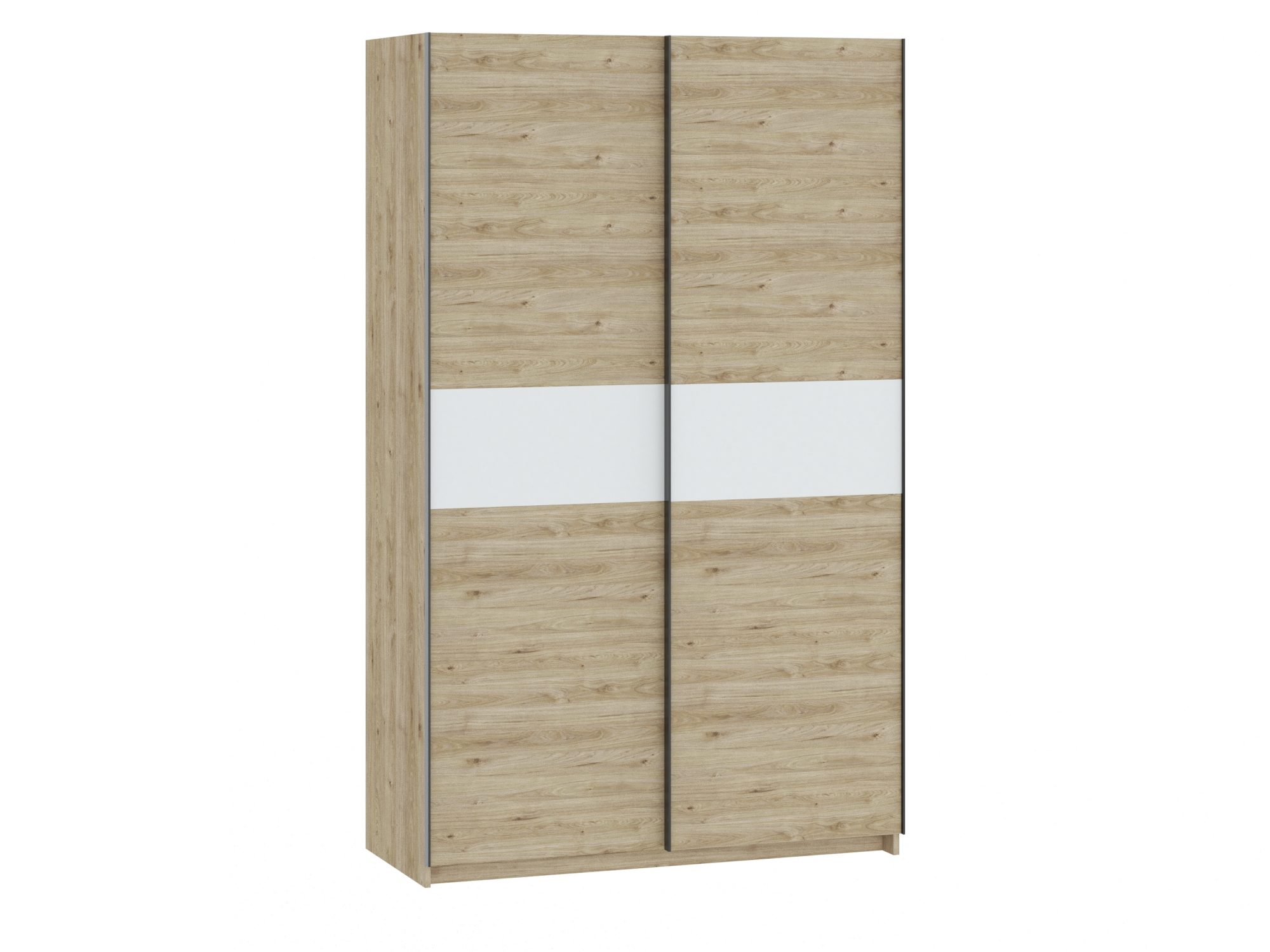 Kleiderschrank Breviano 122 cm Hickory Jackson und Weiß – geschlossene Fronten