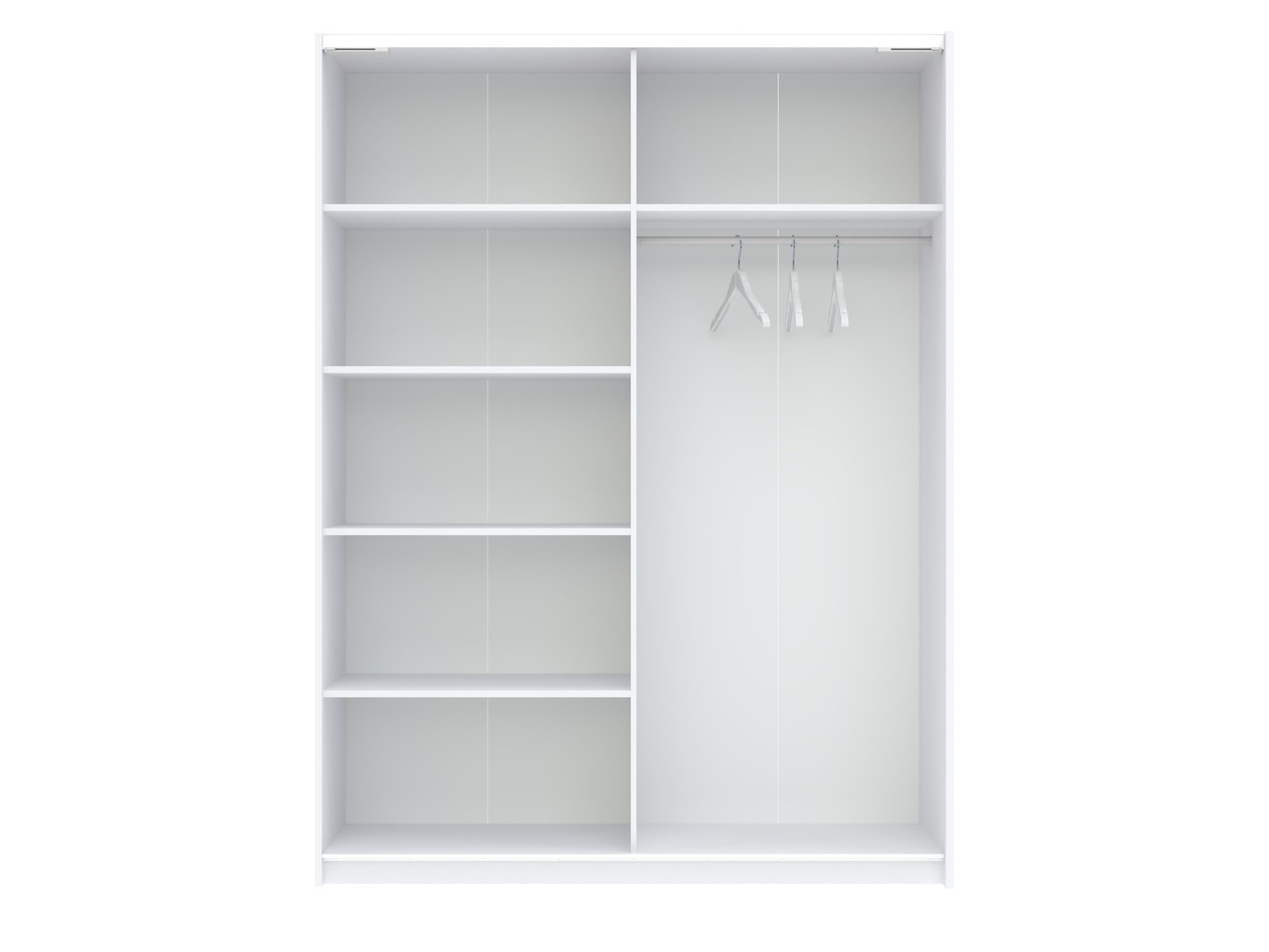 Kleiderschrank Breviano 151 cm Weiß und Creme mit geöffneter Tür