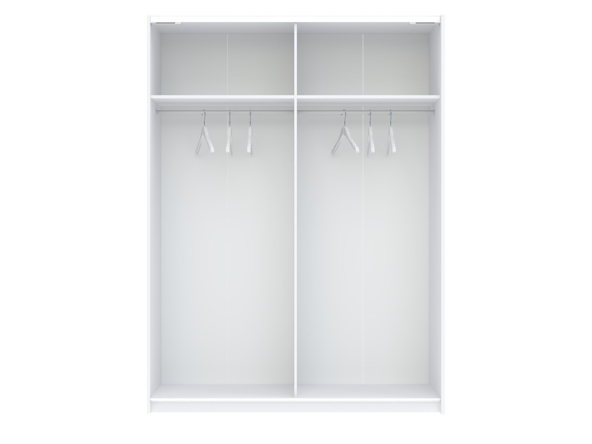 Innenansicht Schrank Breviano 151 cm Weiß und Creme – Regalböden und Kleiderstange