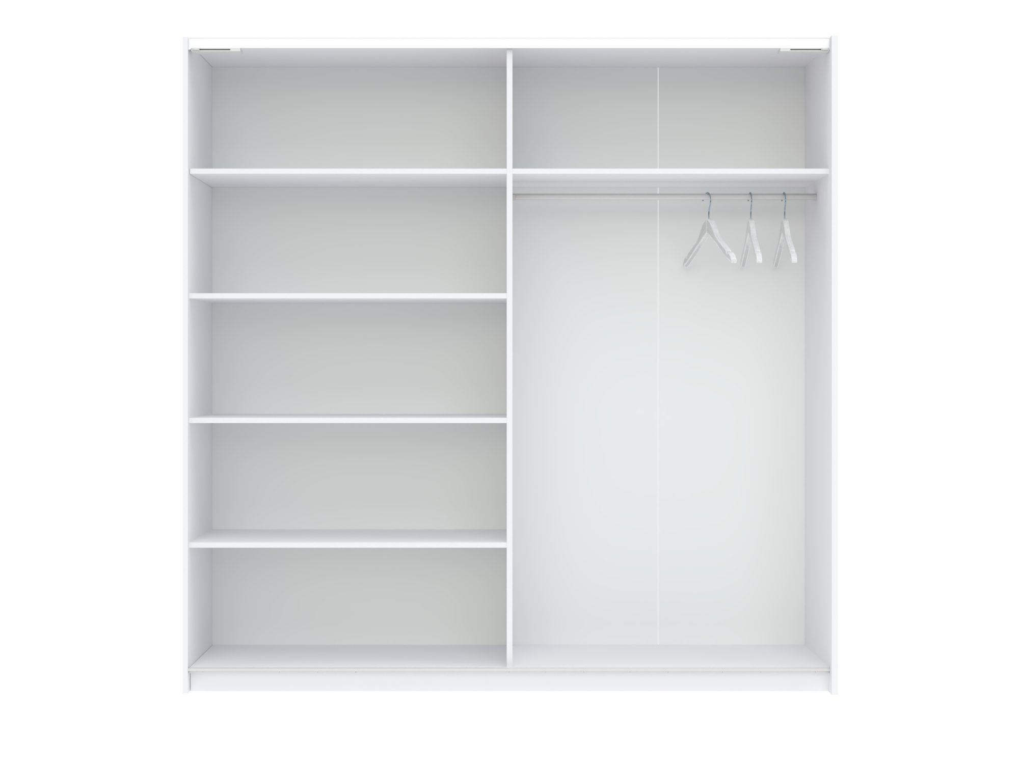 Kleiderschrank Breviano 200 cm Weiß und Creme – offene Fächer und Kleiderstange