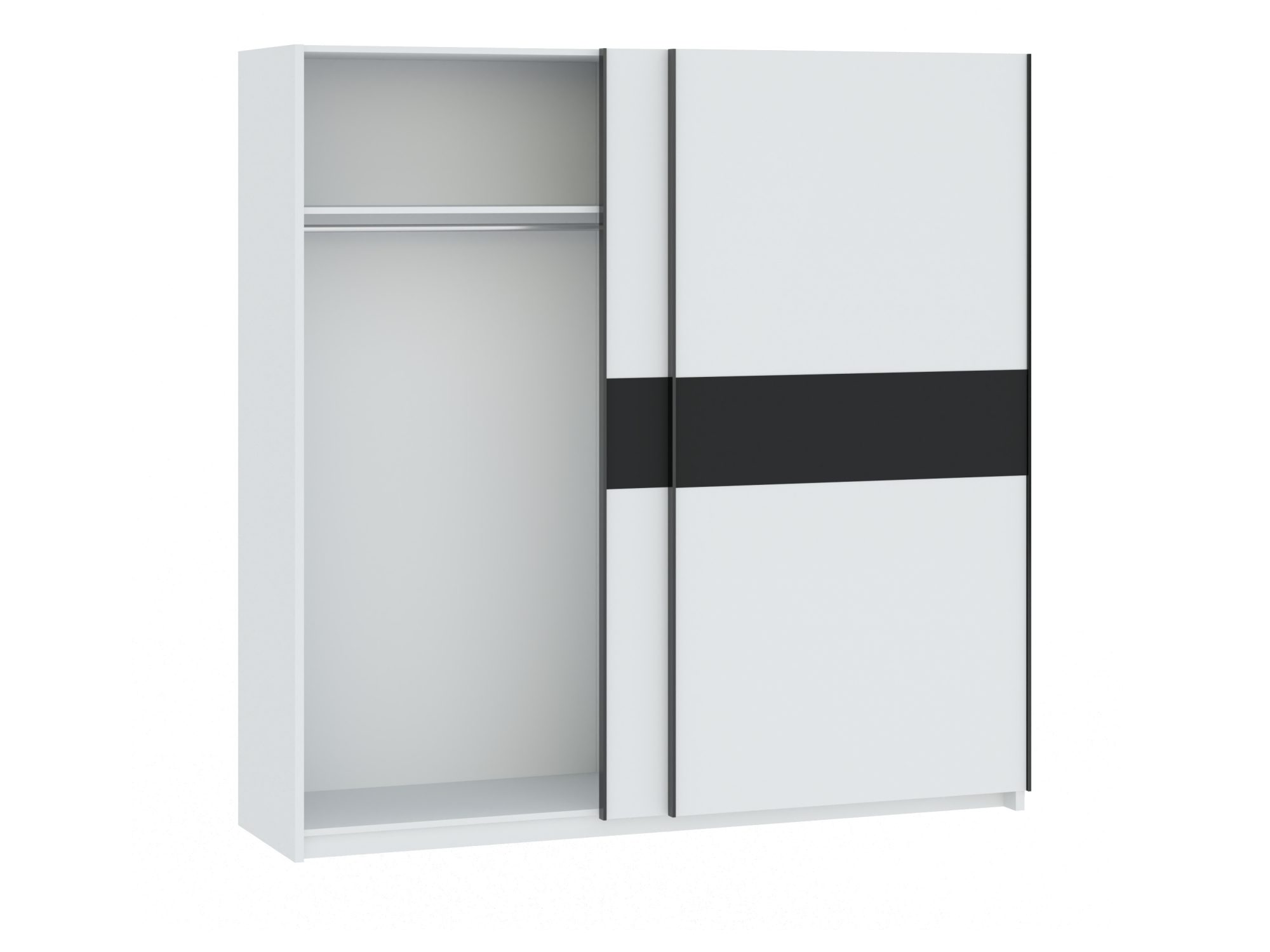 Kleiderschrank Breviano 200 cm Weiß Hochglanz und Anthrazit – Innenansicht