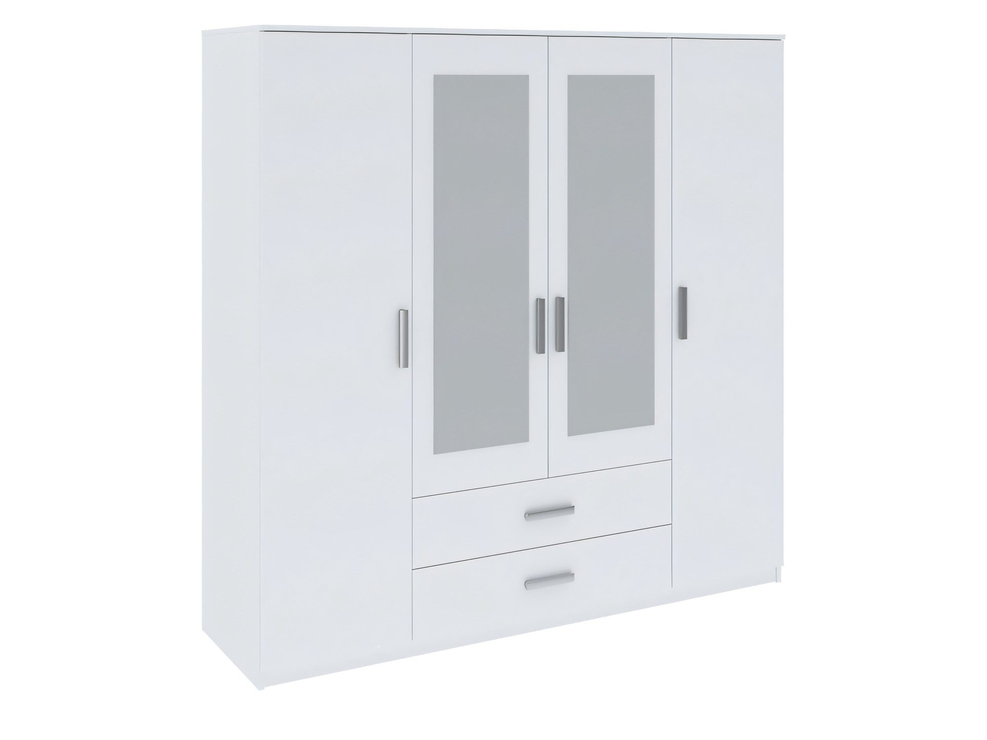 Weißer Schrank mit Glaseinsätzen und Schubladen