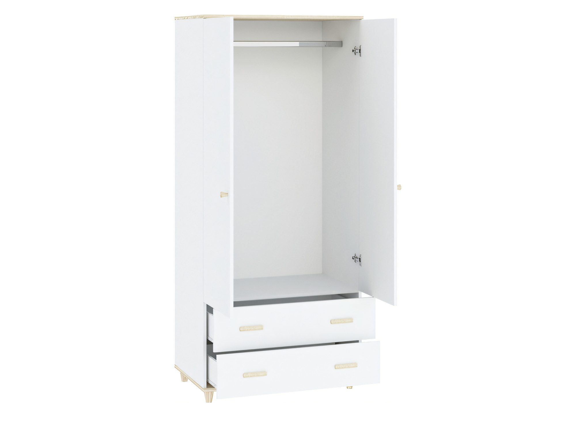 Offener Kleiderschrank Gavero 80 cm, Weiß und Akazie