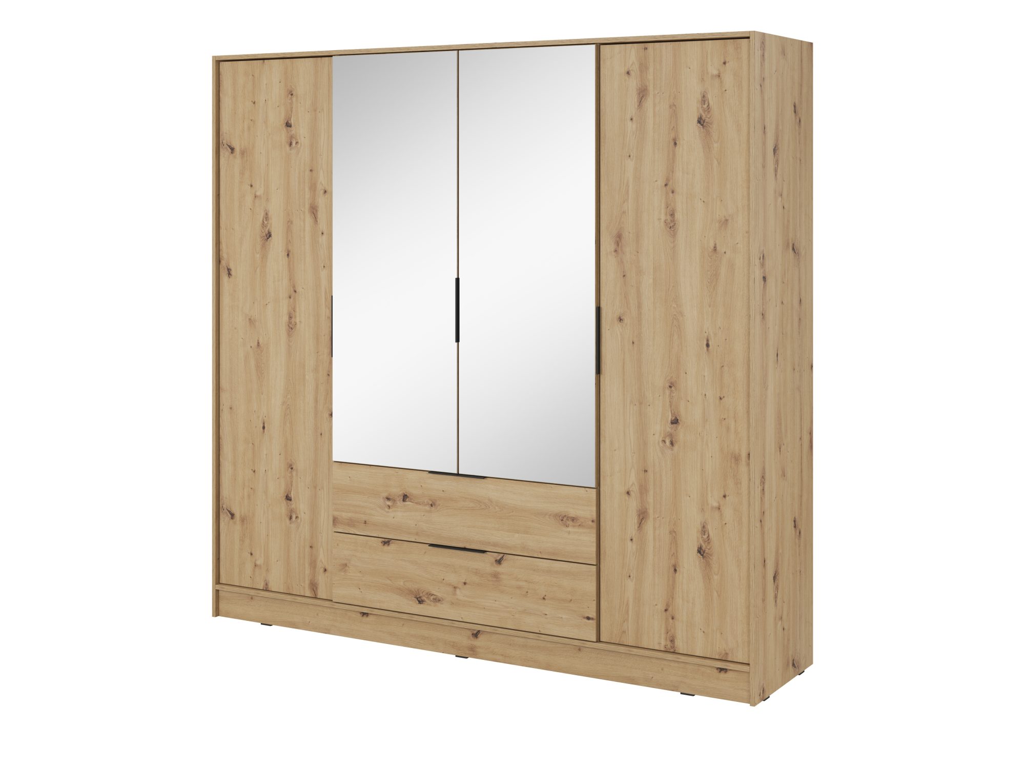 Šatní skříň Kardena dub artisan 200 cm – čelní pohled