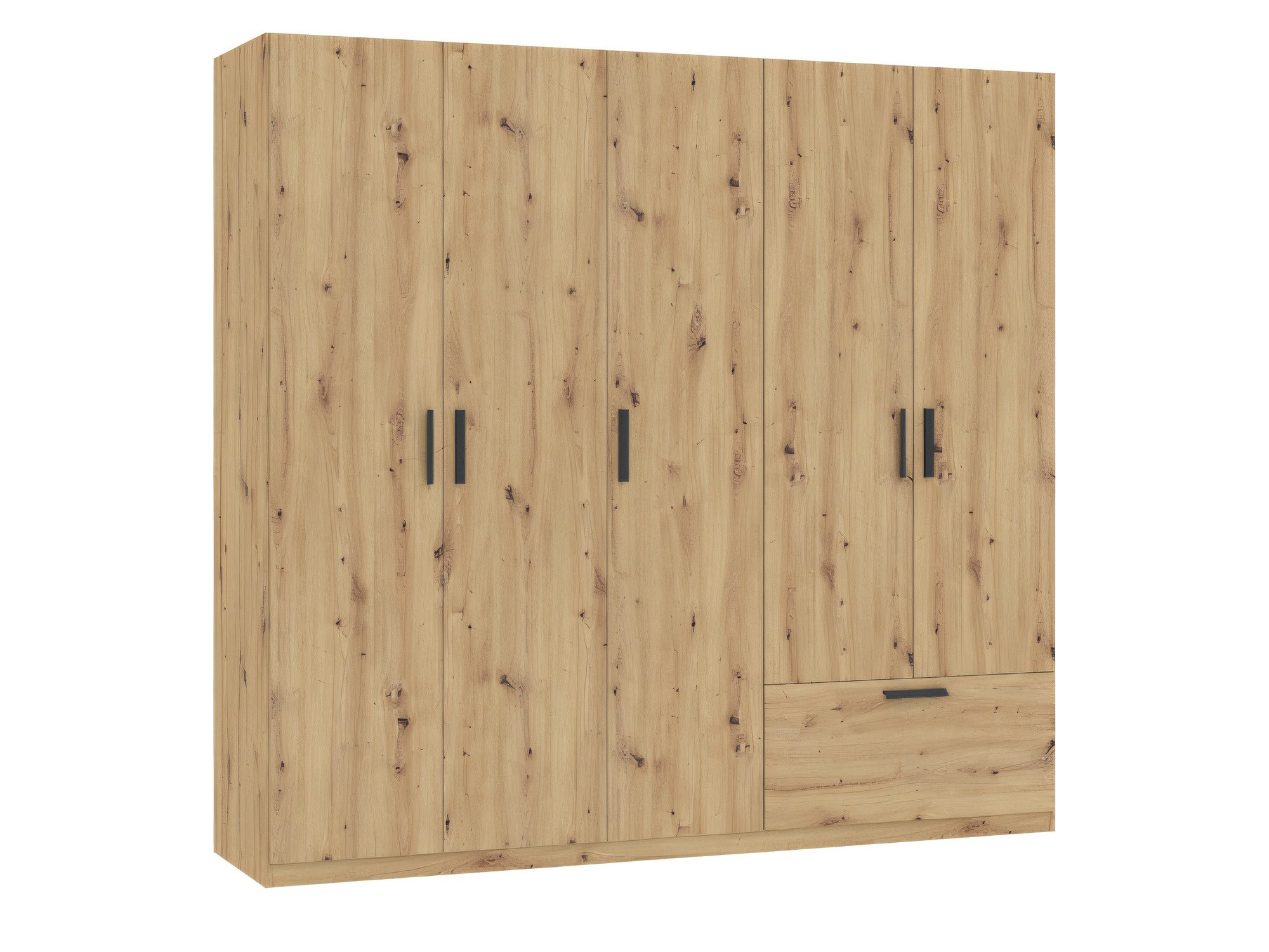 Kleiderschrank Litano 225 cm Artisan Eiche mit 5 Türen und 1 Schublade