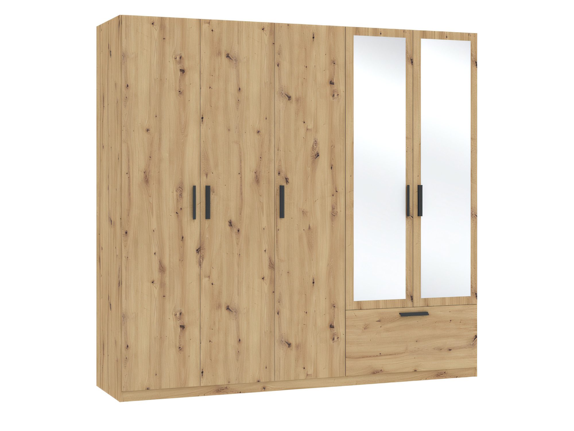 Kleiderschrank Litano 225 cm in Artisan Eiche mit Spiegel