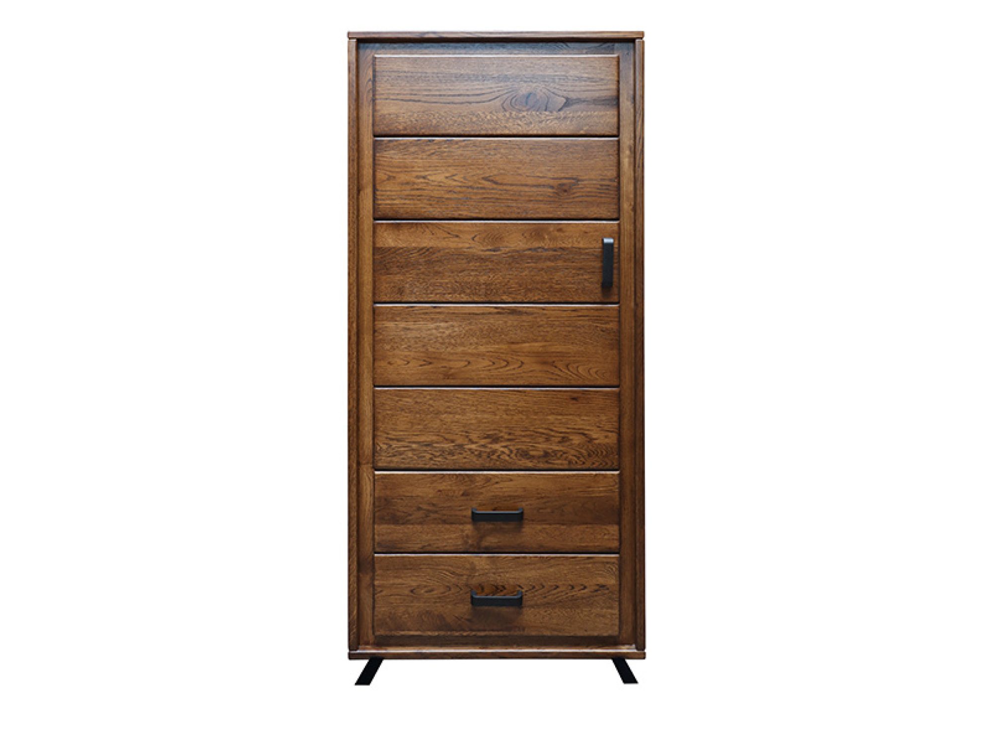 Niedriger Schrank ALAMOS LOFT 61 cm, dunkles Holz, geschlossene Front und zwei Schubladen