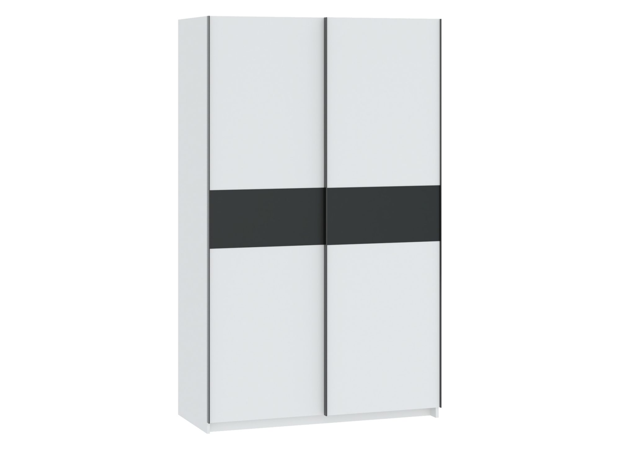 Schiebetürenschrank Breviano 122 cm Weiß Hochglanz und Anthrazit – geschlossene Front
