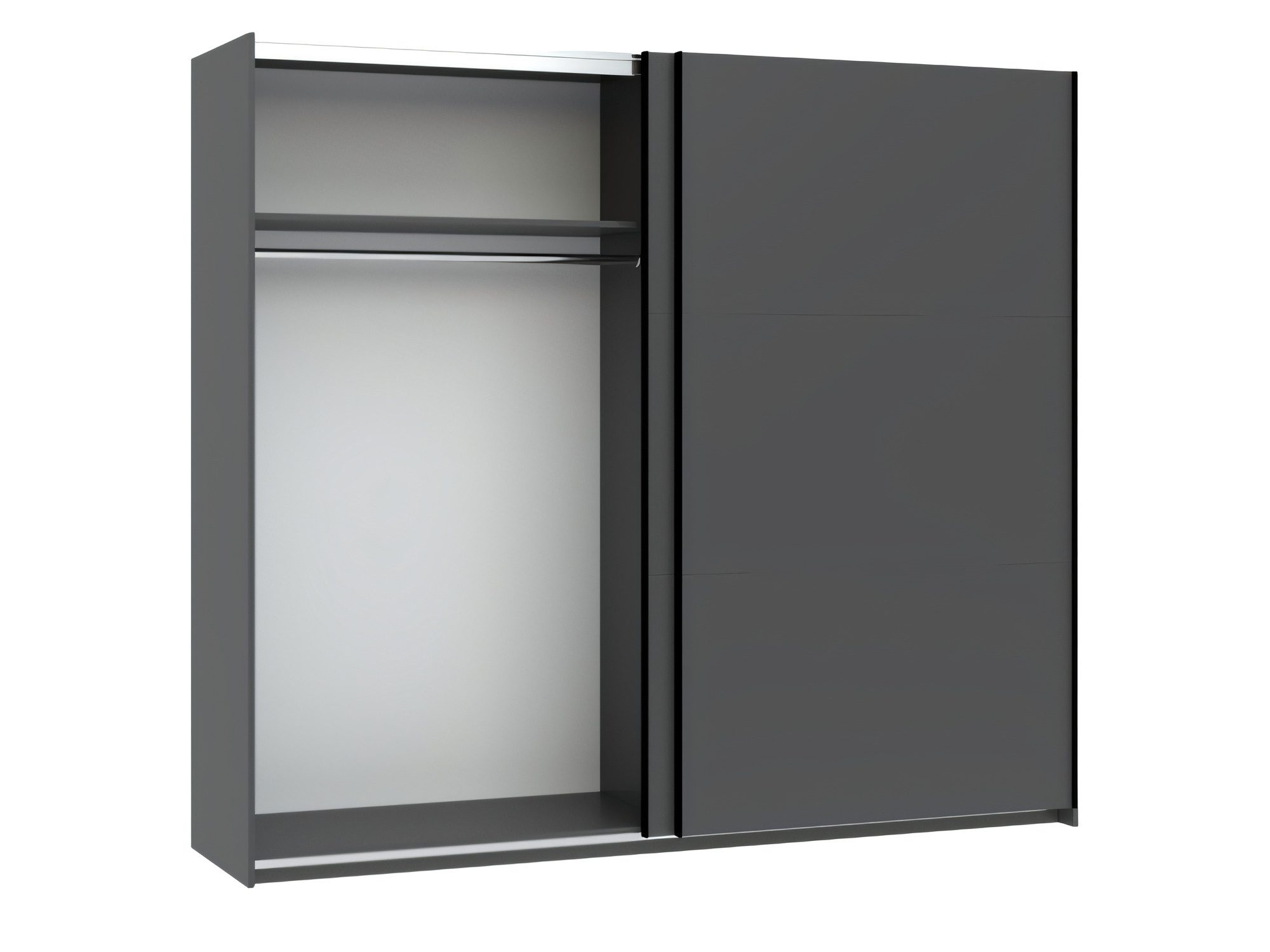 Schiebetürenschrank Norvian 228 cm Anthrazit – Innenansicht
