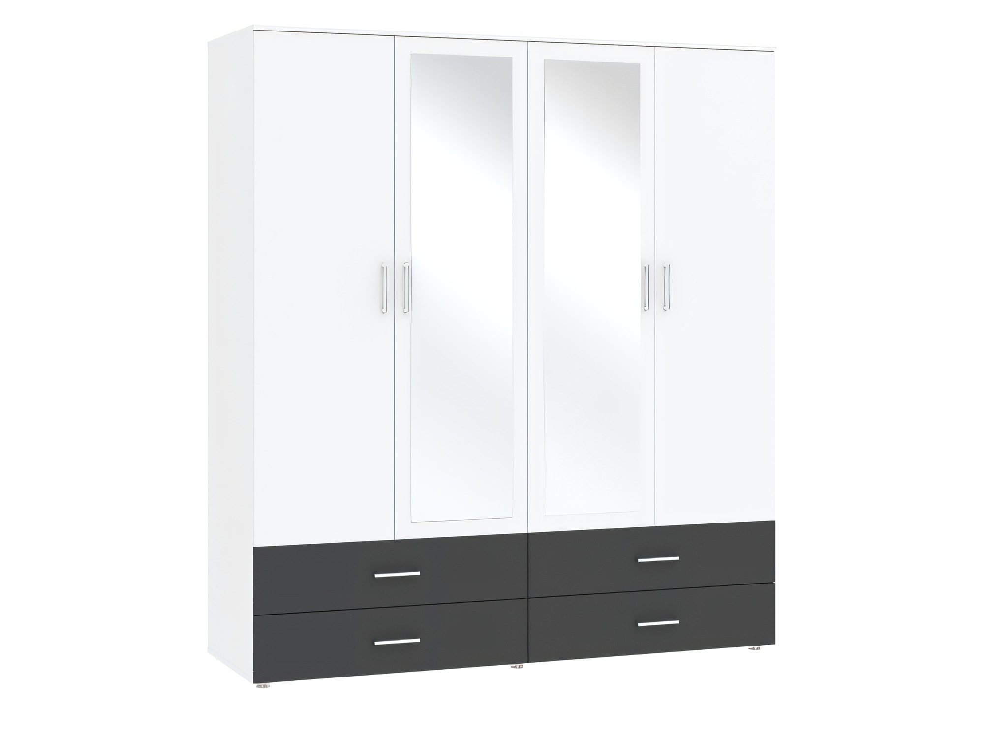 Kleiderschrank Racero 168 cm in Weiß Hochglanz und Anthrazit