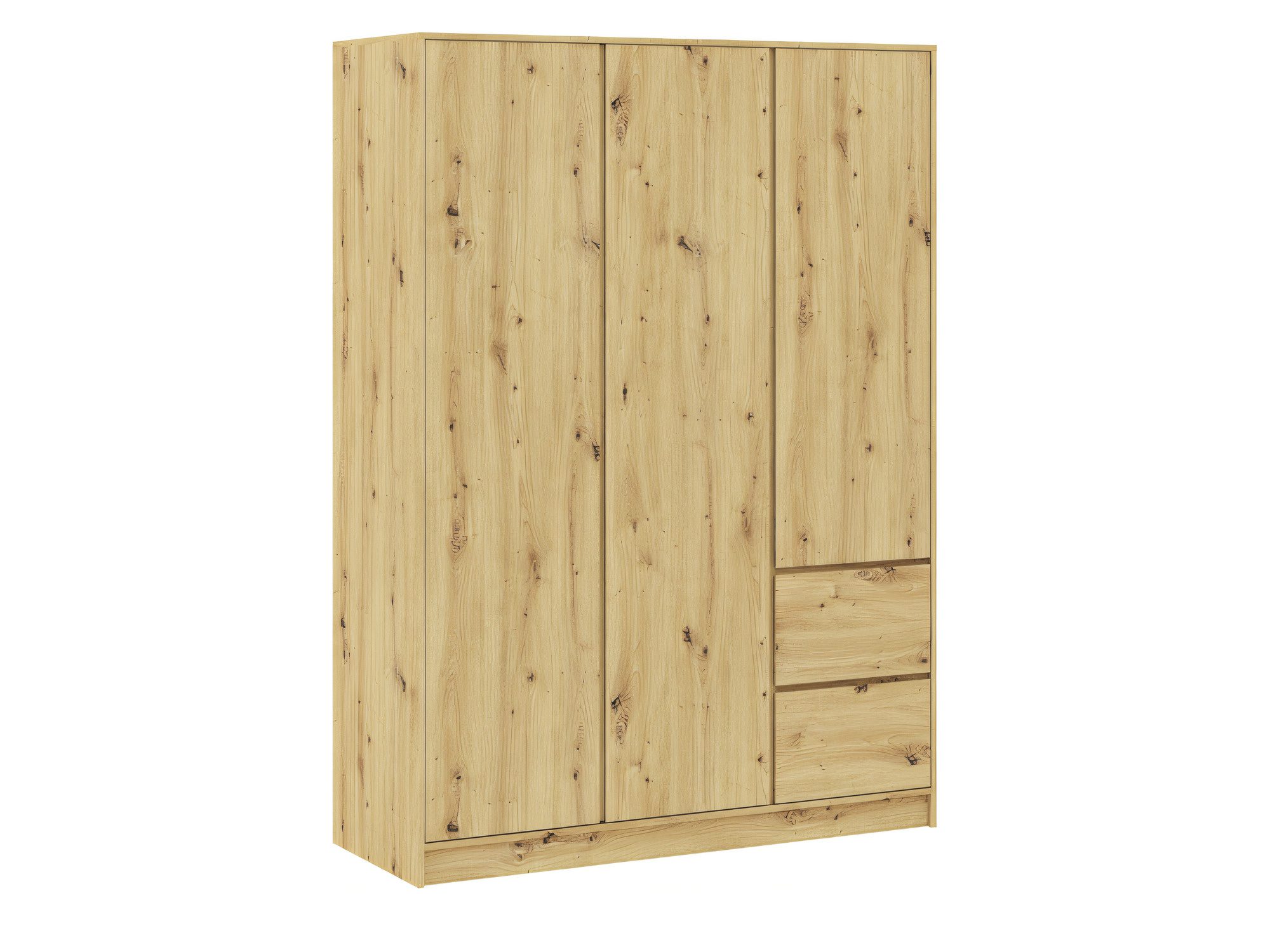 Šatní skříň Sorvello 147 cm dub Artisan se 3 dveřmi a 2 zásuvkami