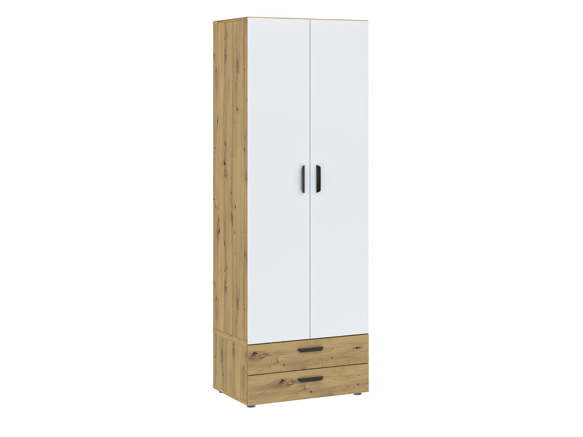 Dvoudveřová šatní skříň se 2 zásuvkami Veldaro Duo 74 cm dub artisan + bílá