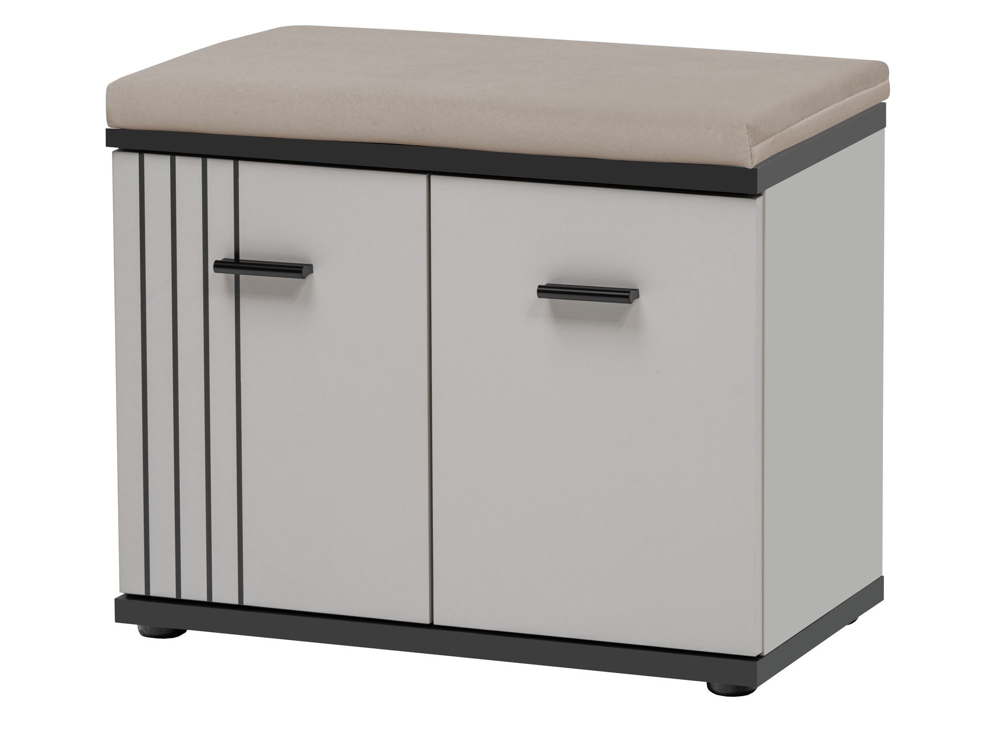 Schuhschrank mit Sitzkissen Havoro 60 cm Kaschmir Schwarz Beige