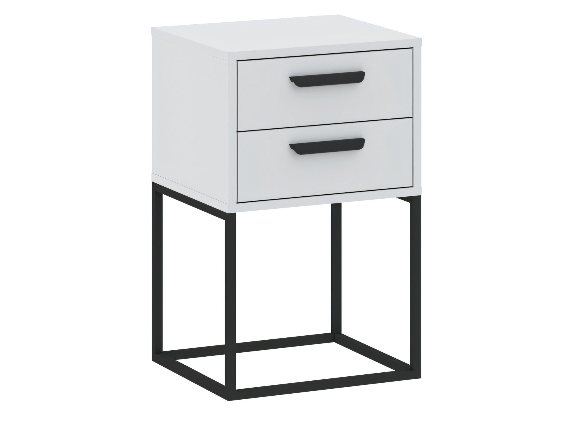 Weißer Nachttisch Cadello 40 cm mit 2 Schubladen