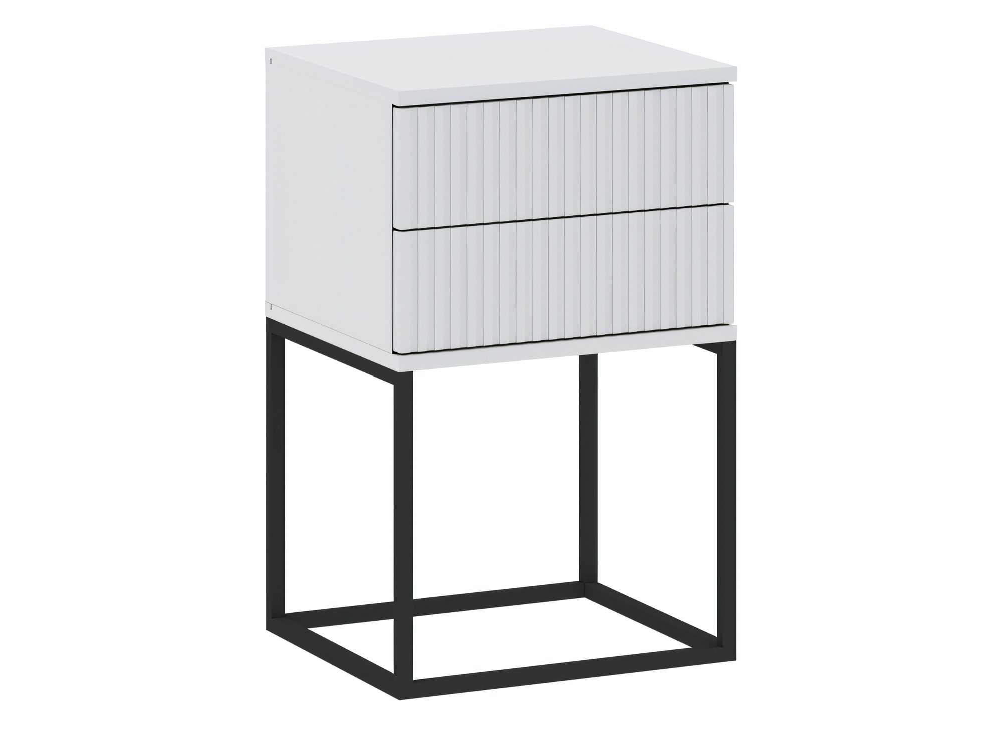 Weißer Nachttisch Cadello 40 cm mit 2 Push-to-Open-Schubladen