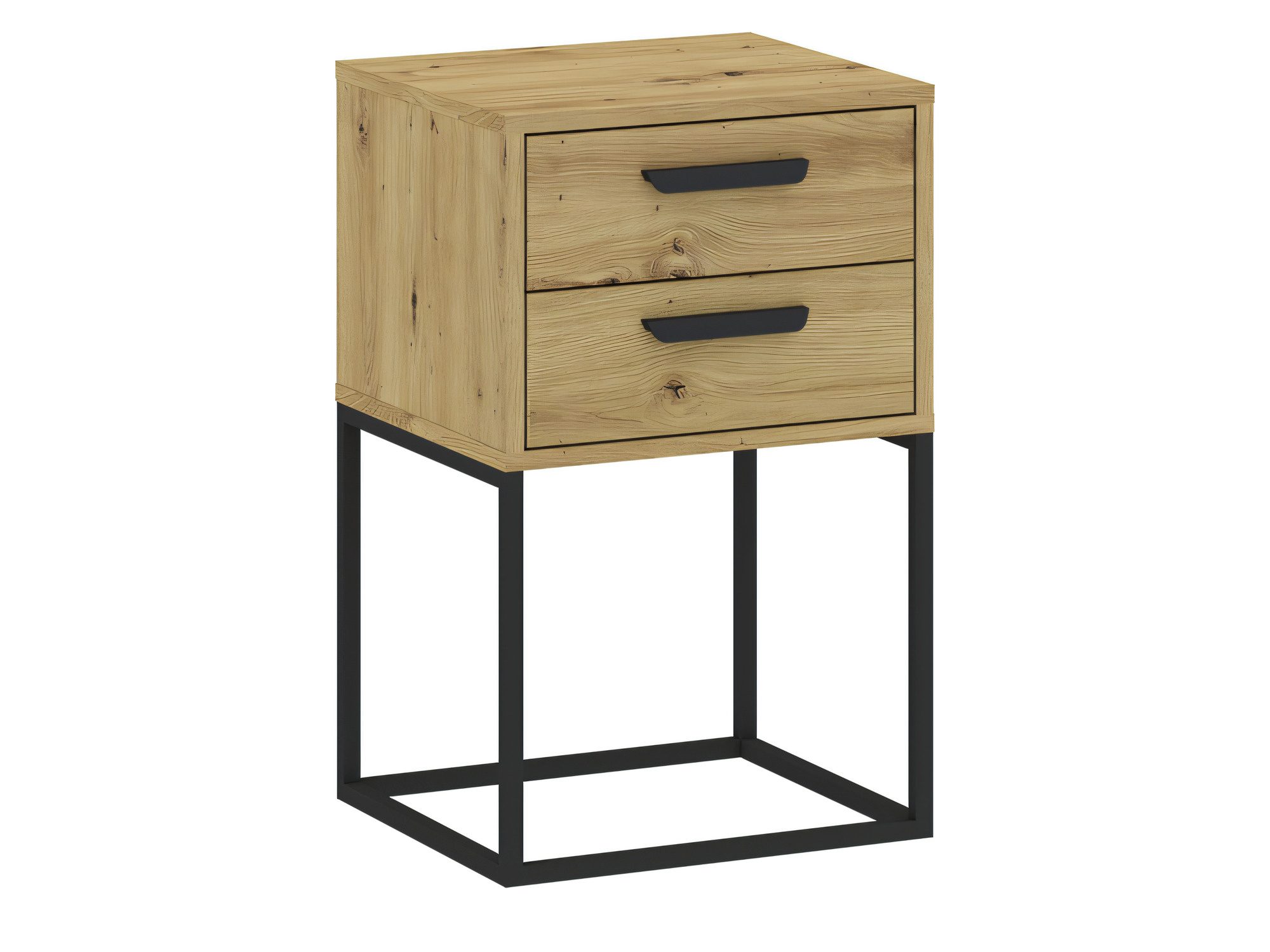 Nachttisch Cadello 40 cm Eiche Artisan mit 2 Schubladen