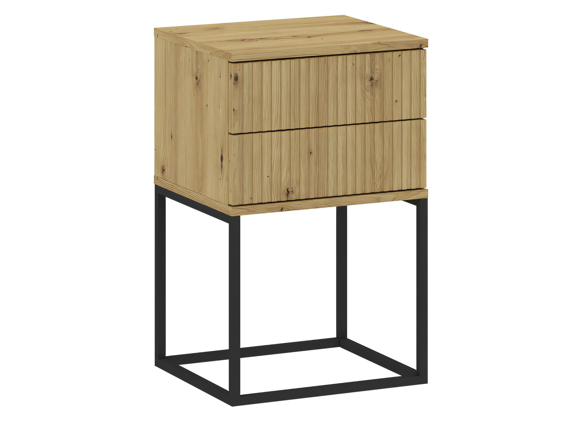 Nachttisch Cadello 40 cm in Artisan-Eiche mit 2 Push-to-Open-Schubladen