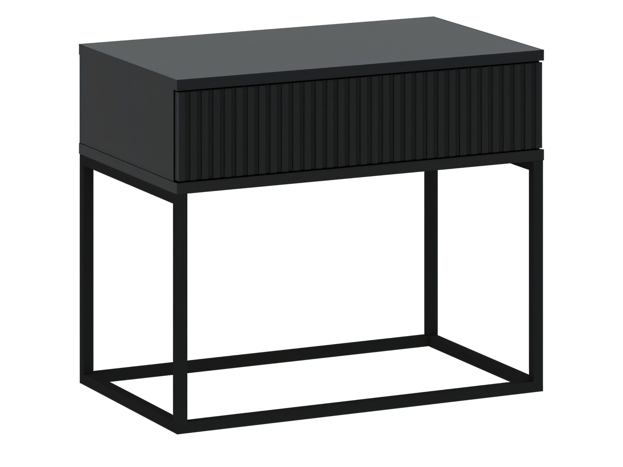 Nachttisch Cadello 60 cm in Anthrazit mit 1 Schublade Push-to-Open