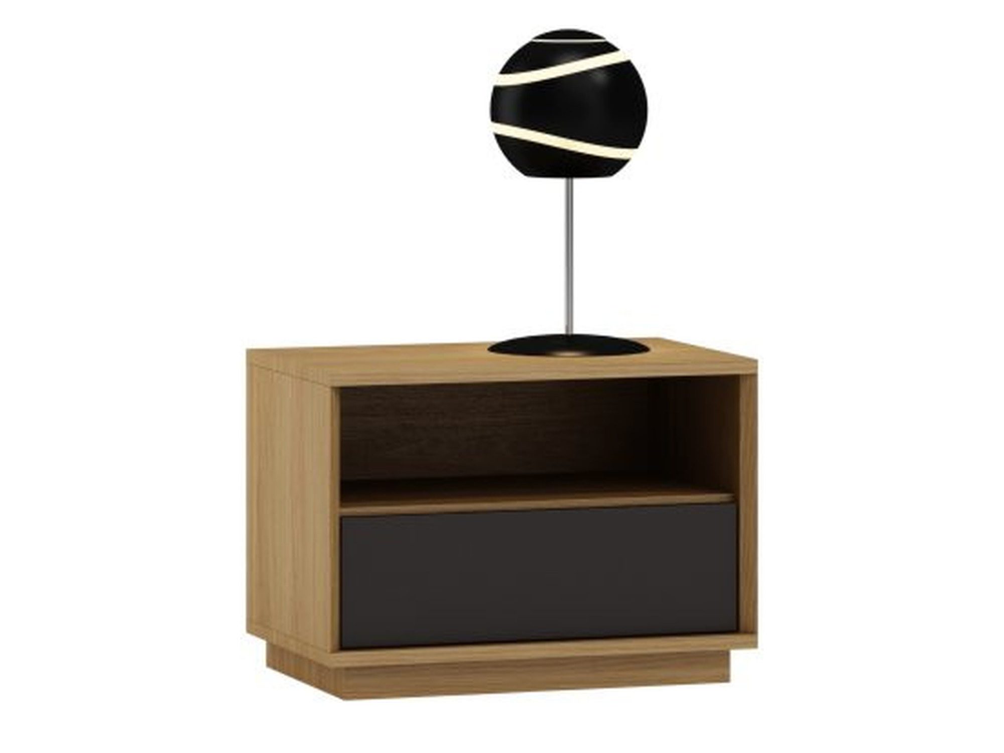 Schwarzer Nachttisch mit LED-Lampe
