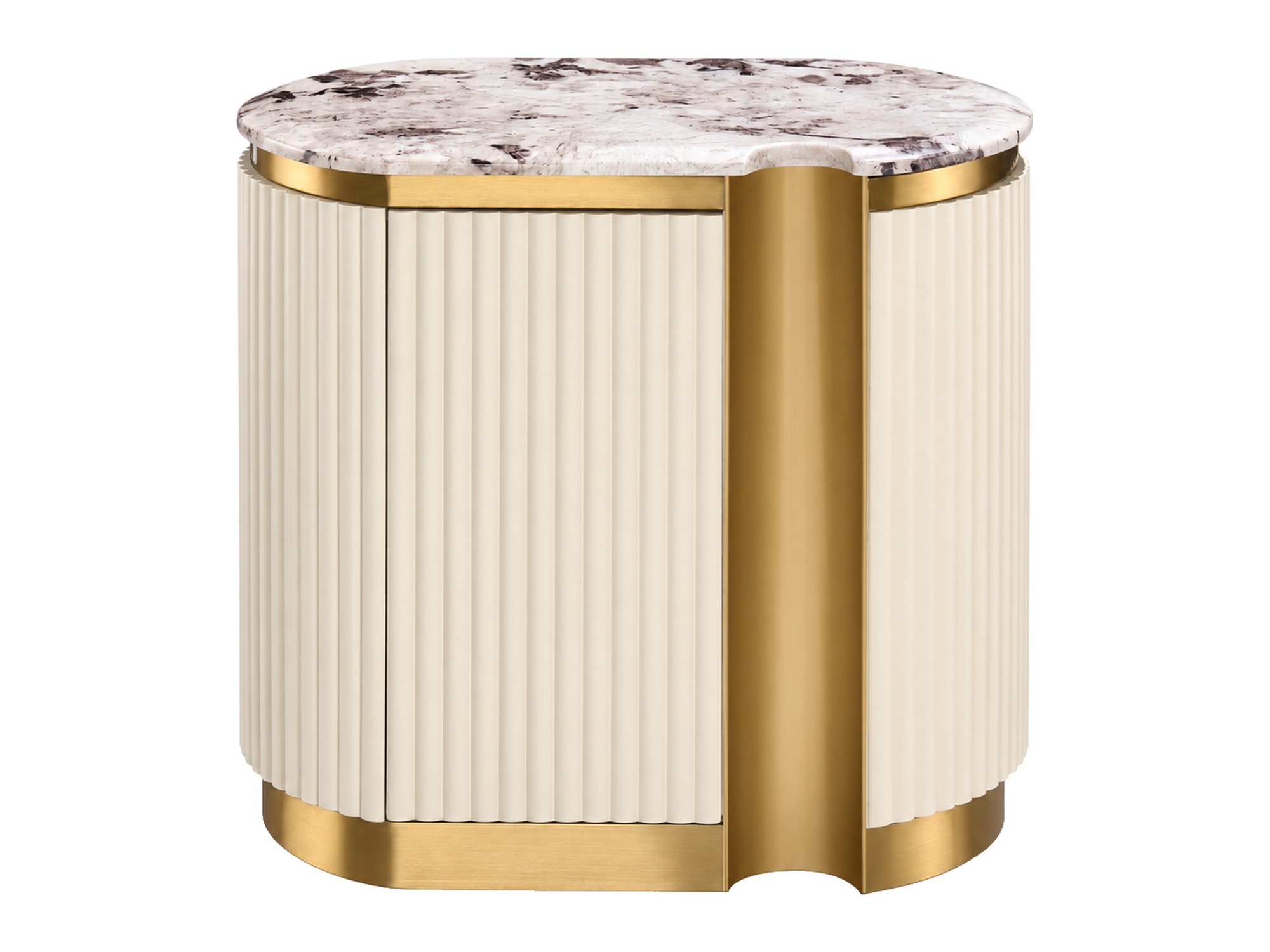 Nachttisch rechts 60 cm Creme mit Marmorplatte Eleganza – Produktansicht auf weißem Hintergrund